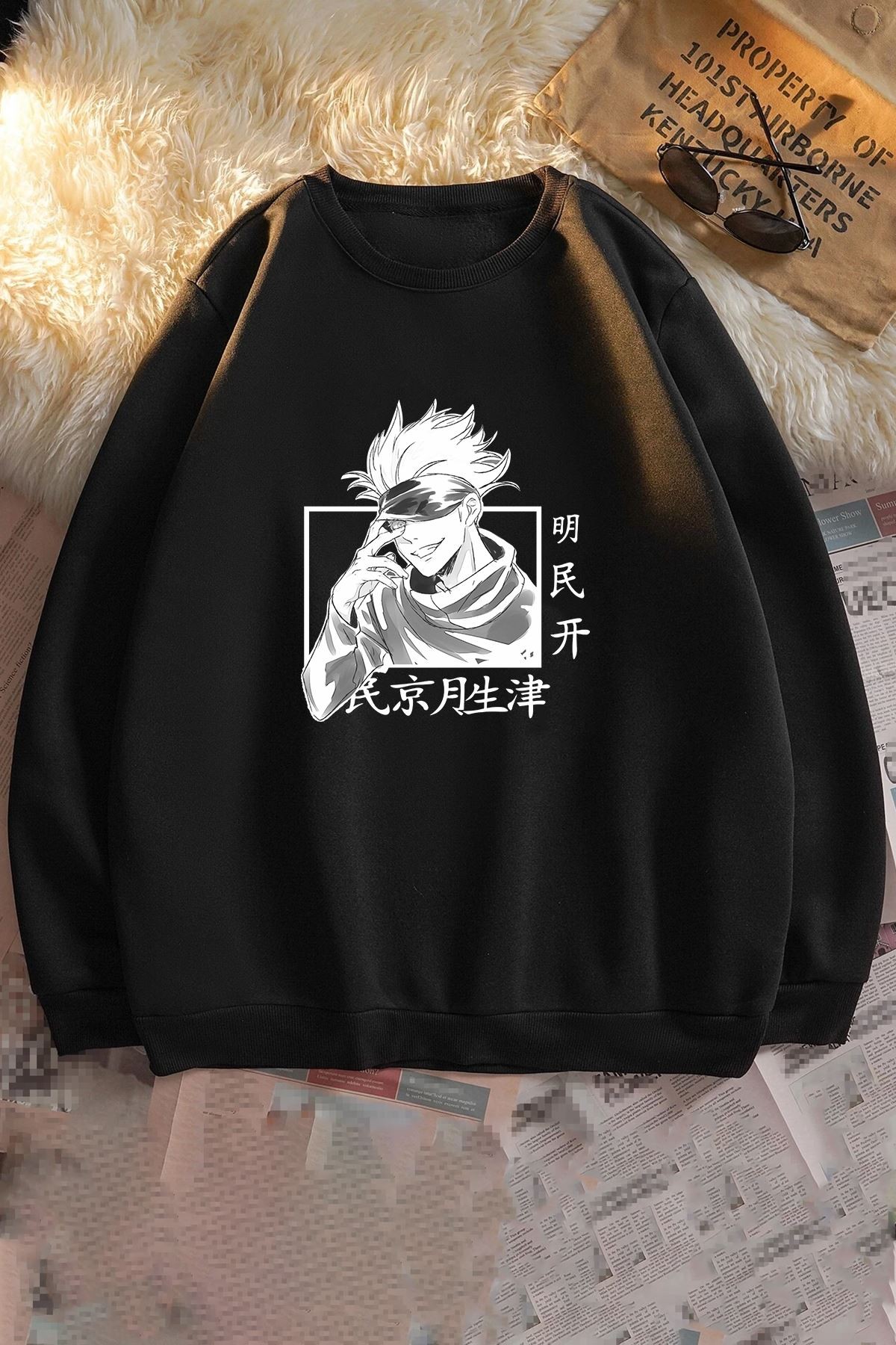 Unisex Jujutsu Kaisen Bisiklet Yaka Sweatshirt