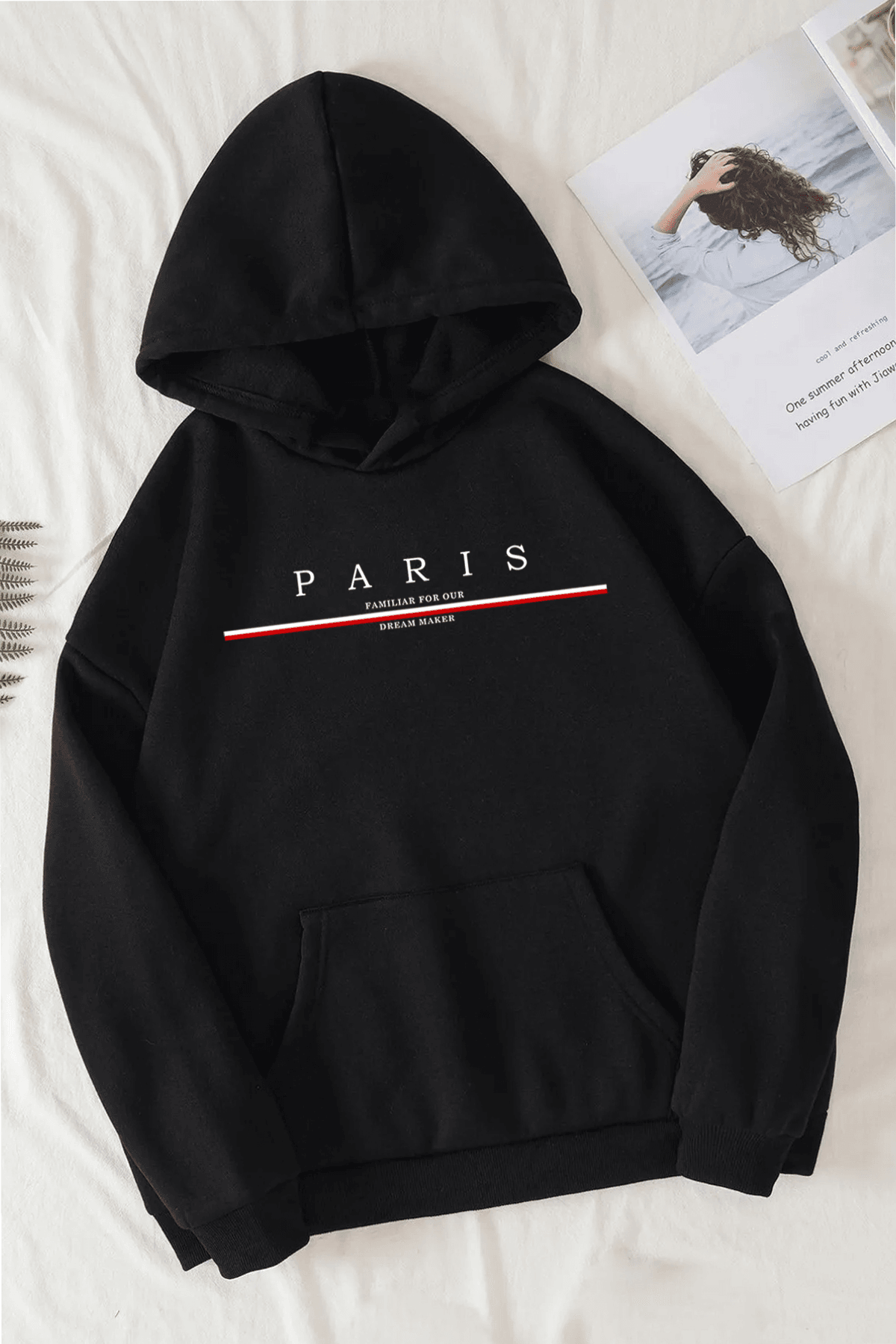 Paris Baskılı Pamuklu Oversize Sweatshirt