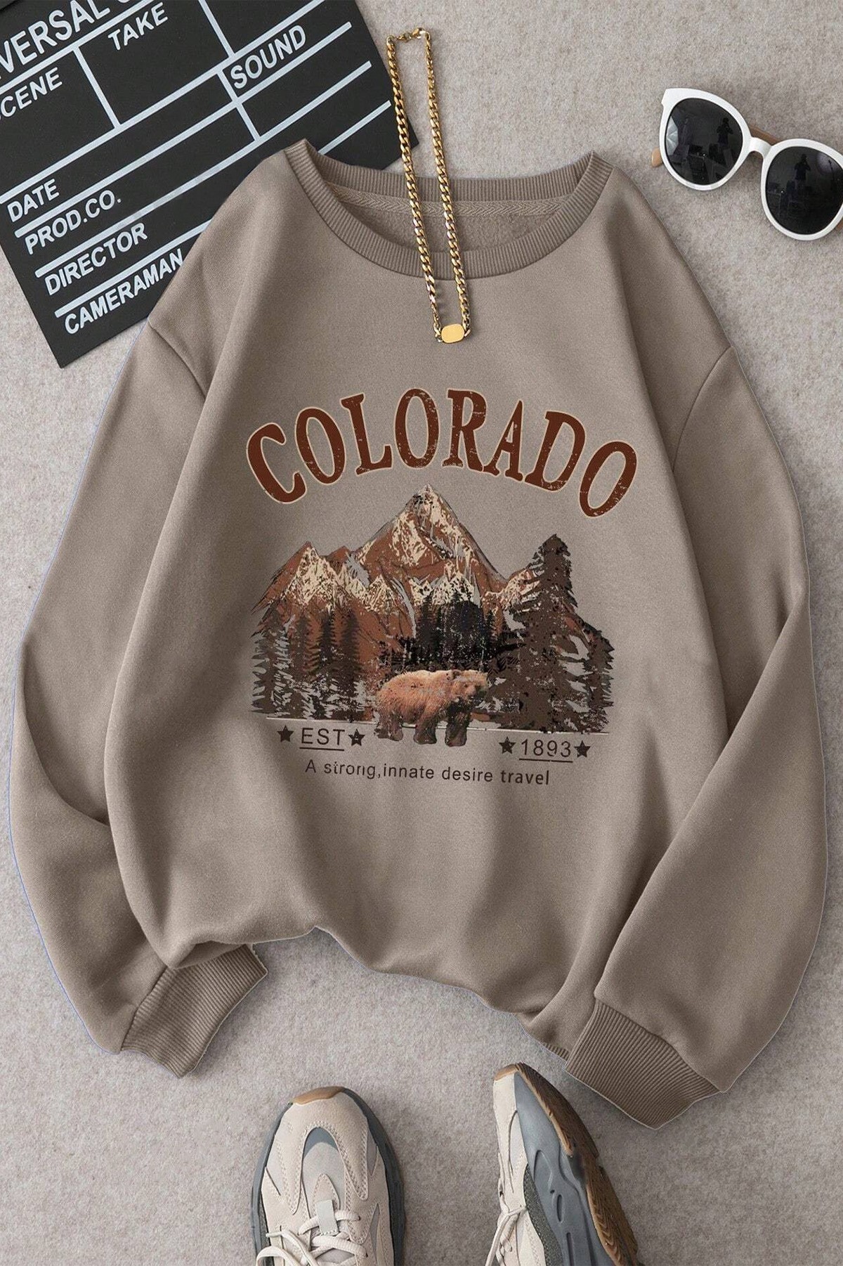 Colorado Baskılı Oversize Sweatshirt