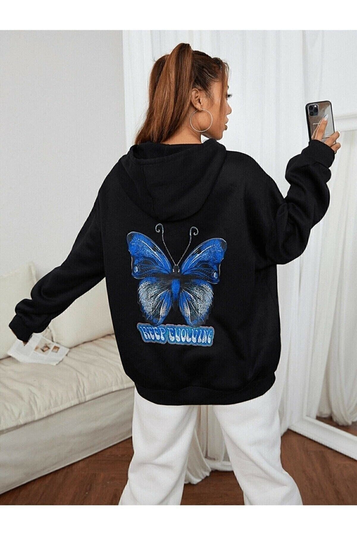 Kelebek Kapüşonlu Sweatshirt