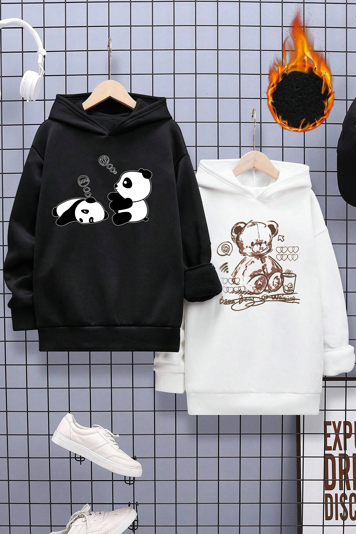 2'li Paket Baskılı Erkek - Kız Çocuk Rahat Kalıp Sweatshirt