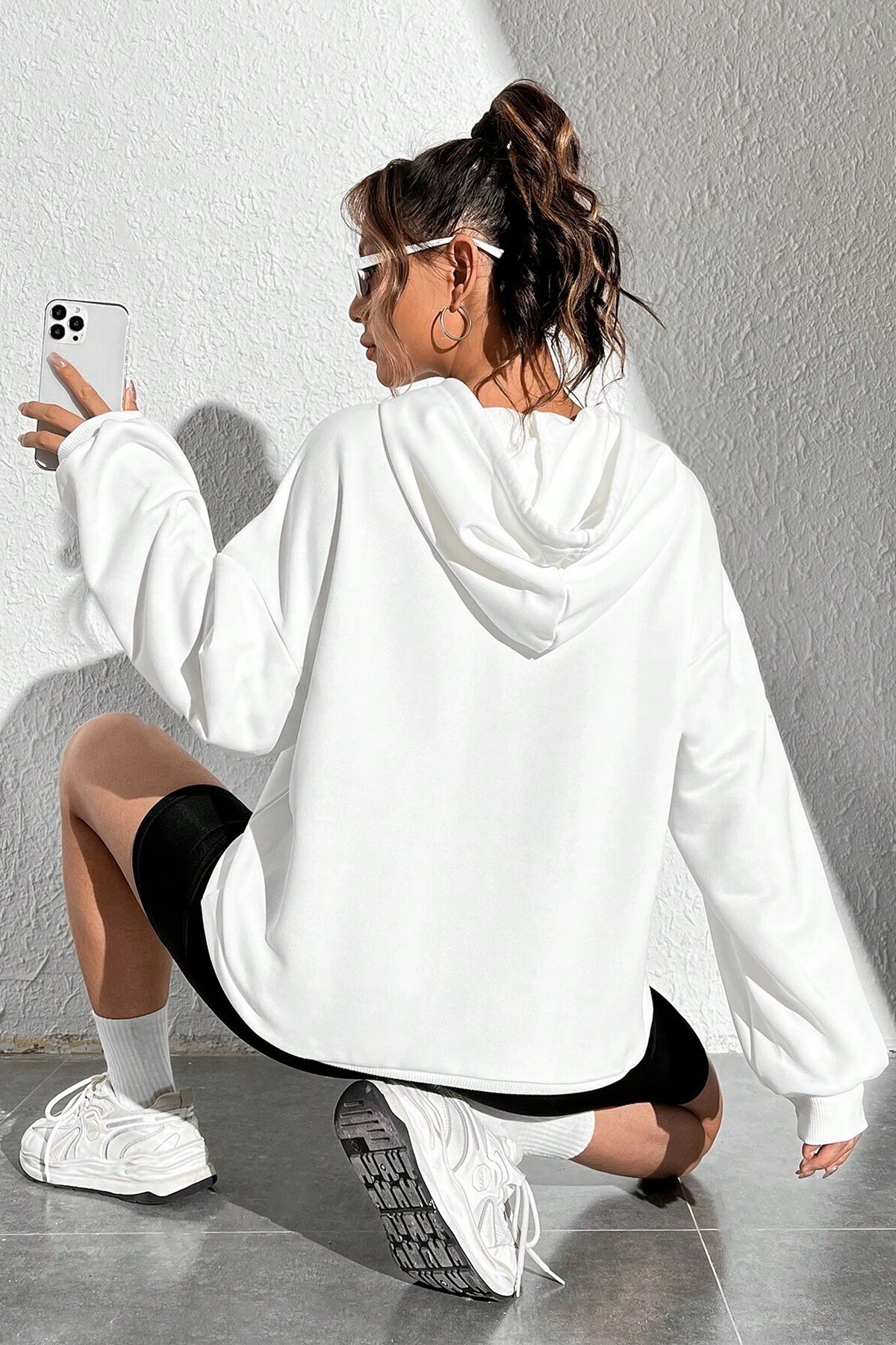 Paris Baskılı Oversize Sweatshirt