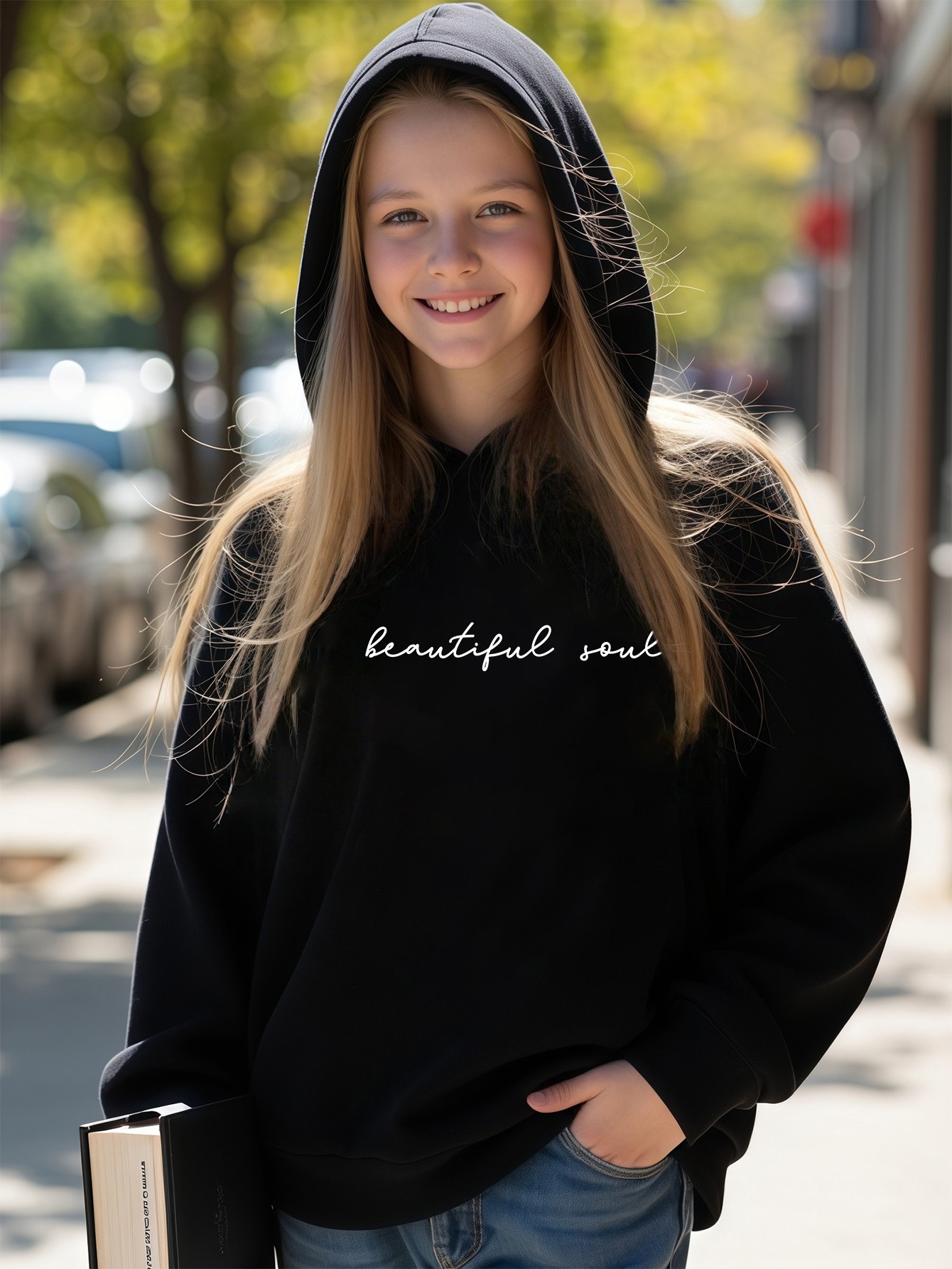 Beautiful Soul Baskılı Oversize Çocuk Sweatshirt