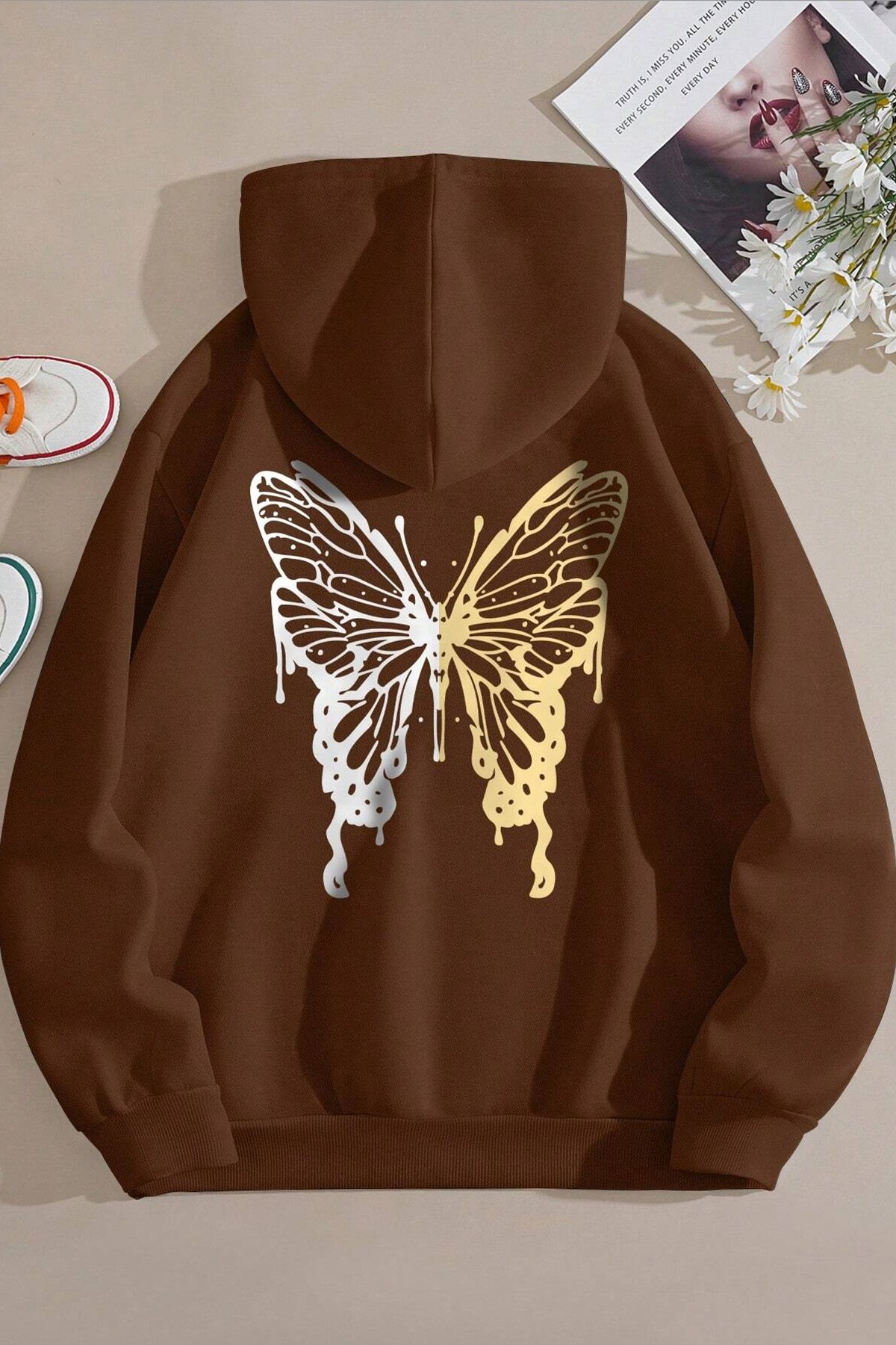 Unisex Butterfly Baskılı Sweatshirt