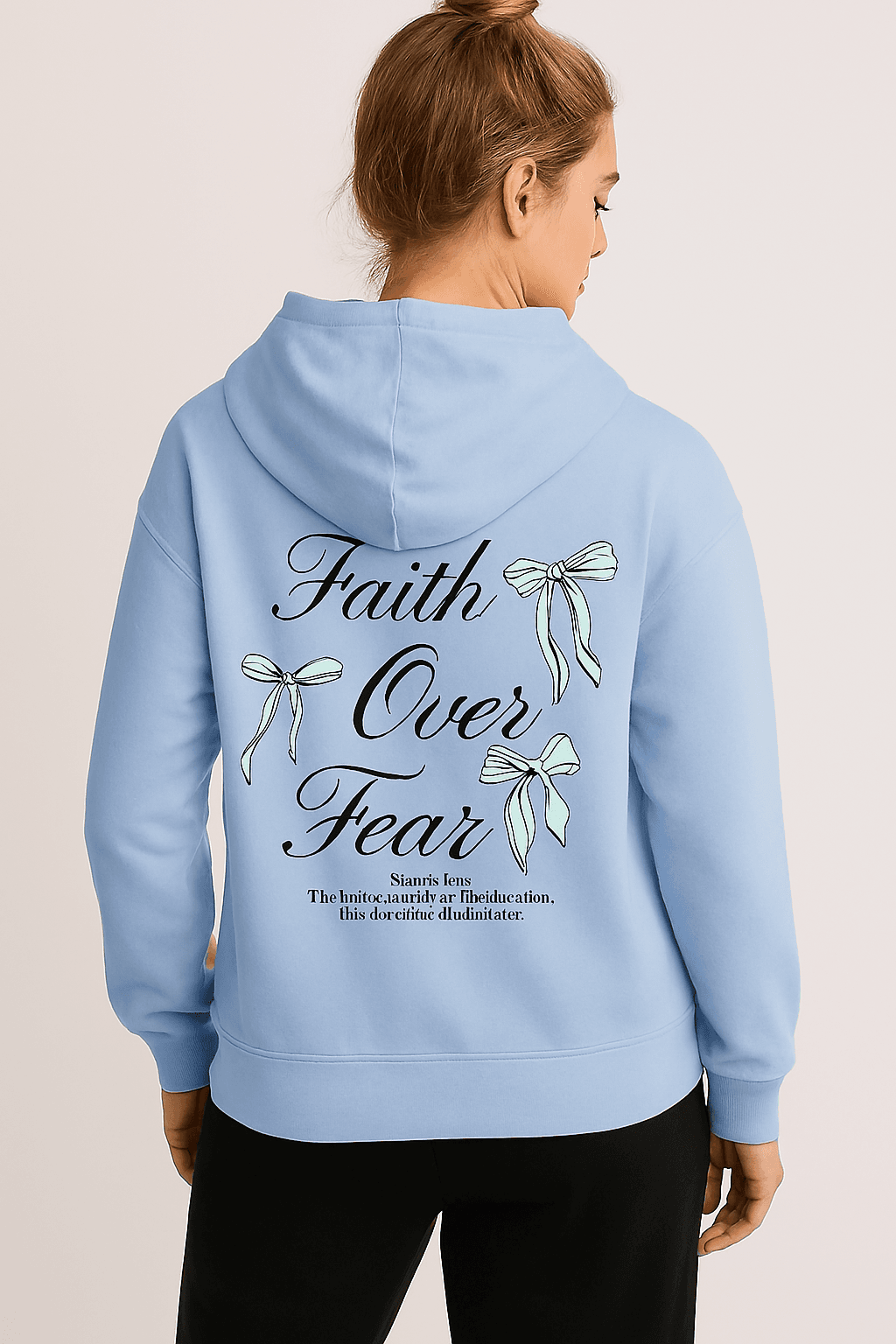 Unisex Fear Faith Over Baskılı Tasarım Oversize Sweatshirt