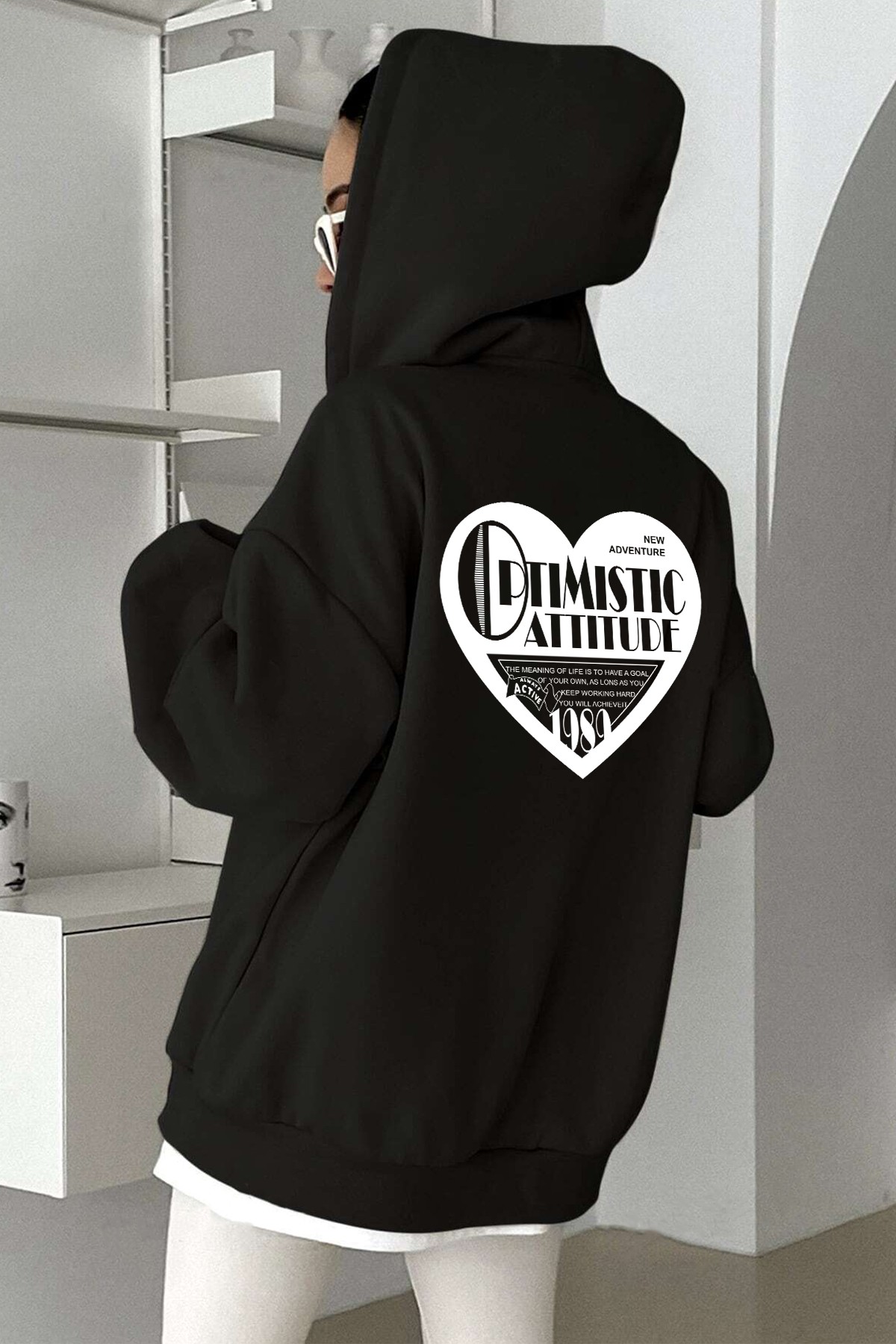 Optimistic Baskılı Oversize Sweatshirt