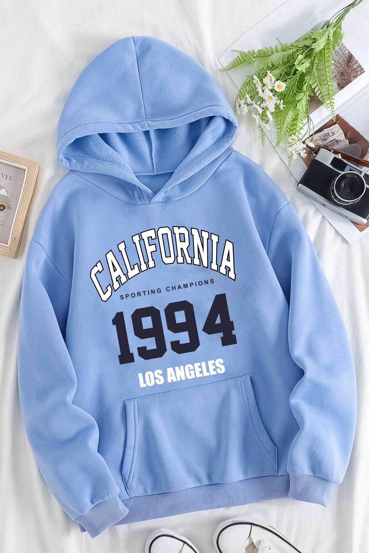 California Baskılı Oversize Sweatshirt