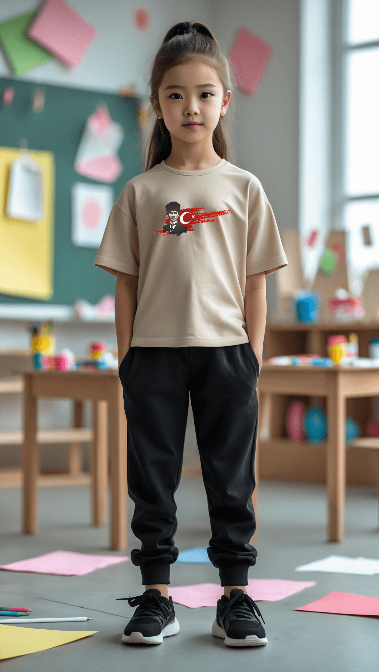 Çocuk Atatürk Tasarım Basklı Tshirt Eşofman Takımı