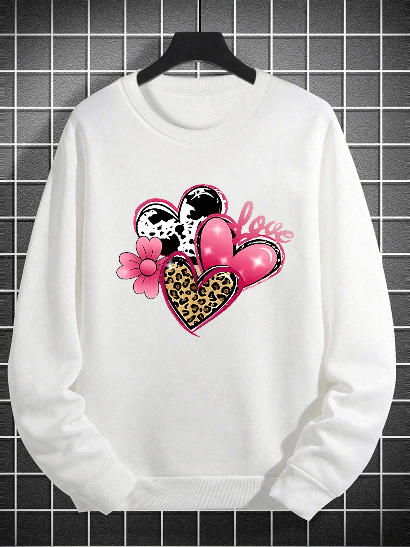 Unisex Love Kalpler Baskılı Tasarım Oversize Sweatshirt