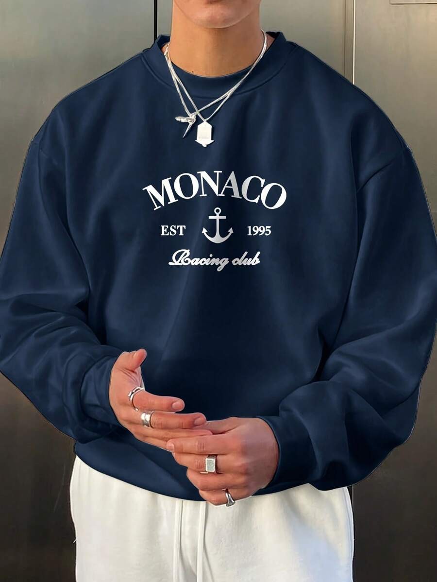 Unisex Monaco Baskılı Oversize Sweatshirt