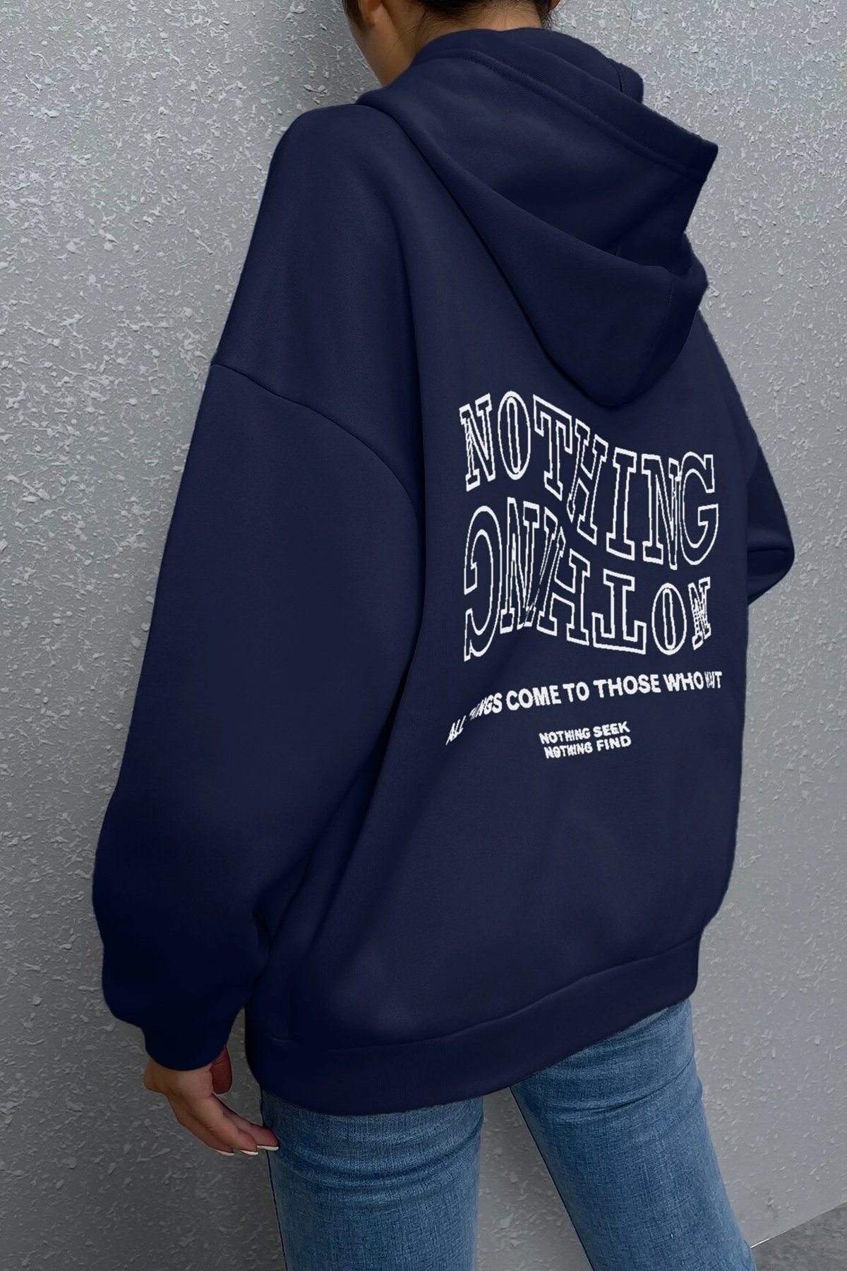 Unisex Nothing Baskılı Sweatshirt