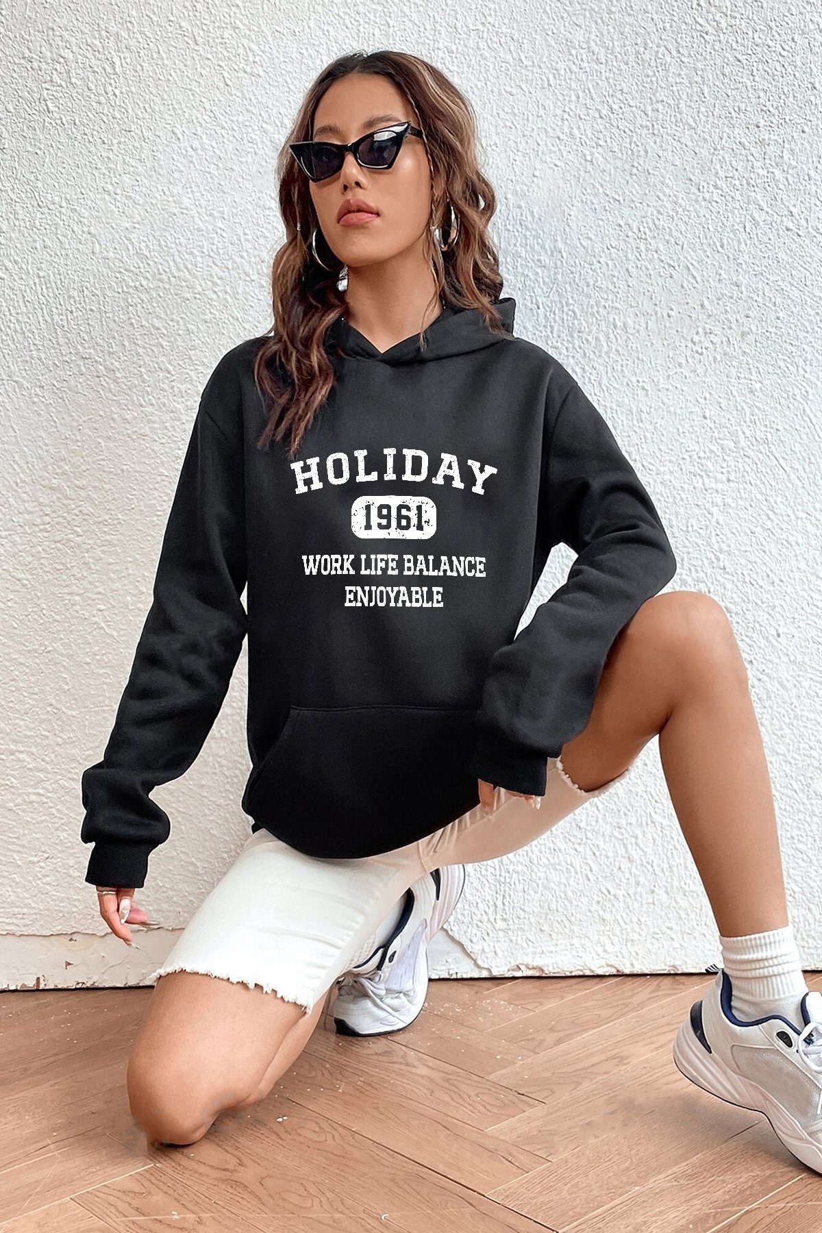 Holiday Baskılı Unisex Oversize Sweatshirt