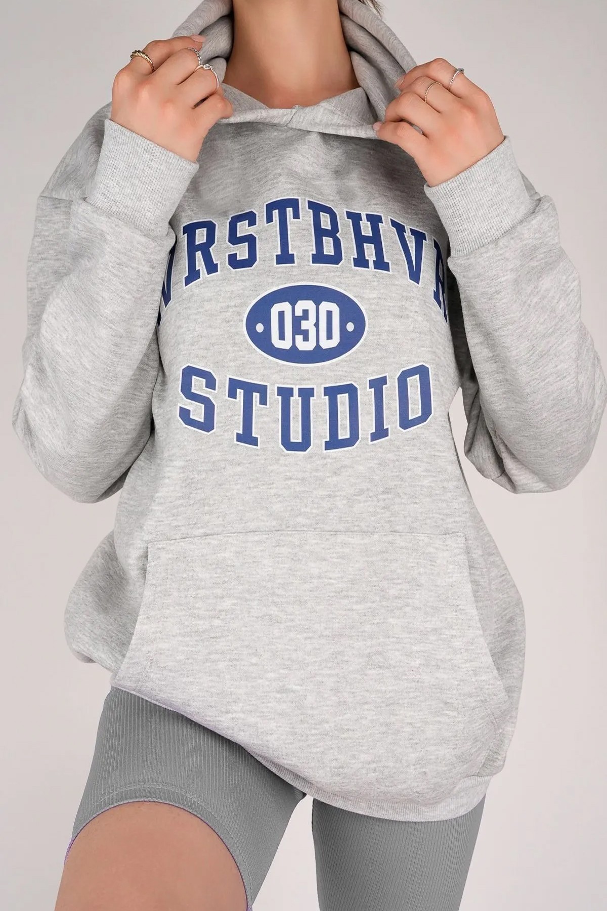 Collage Baskılı Pamuklu Oversize Sweatshirt