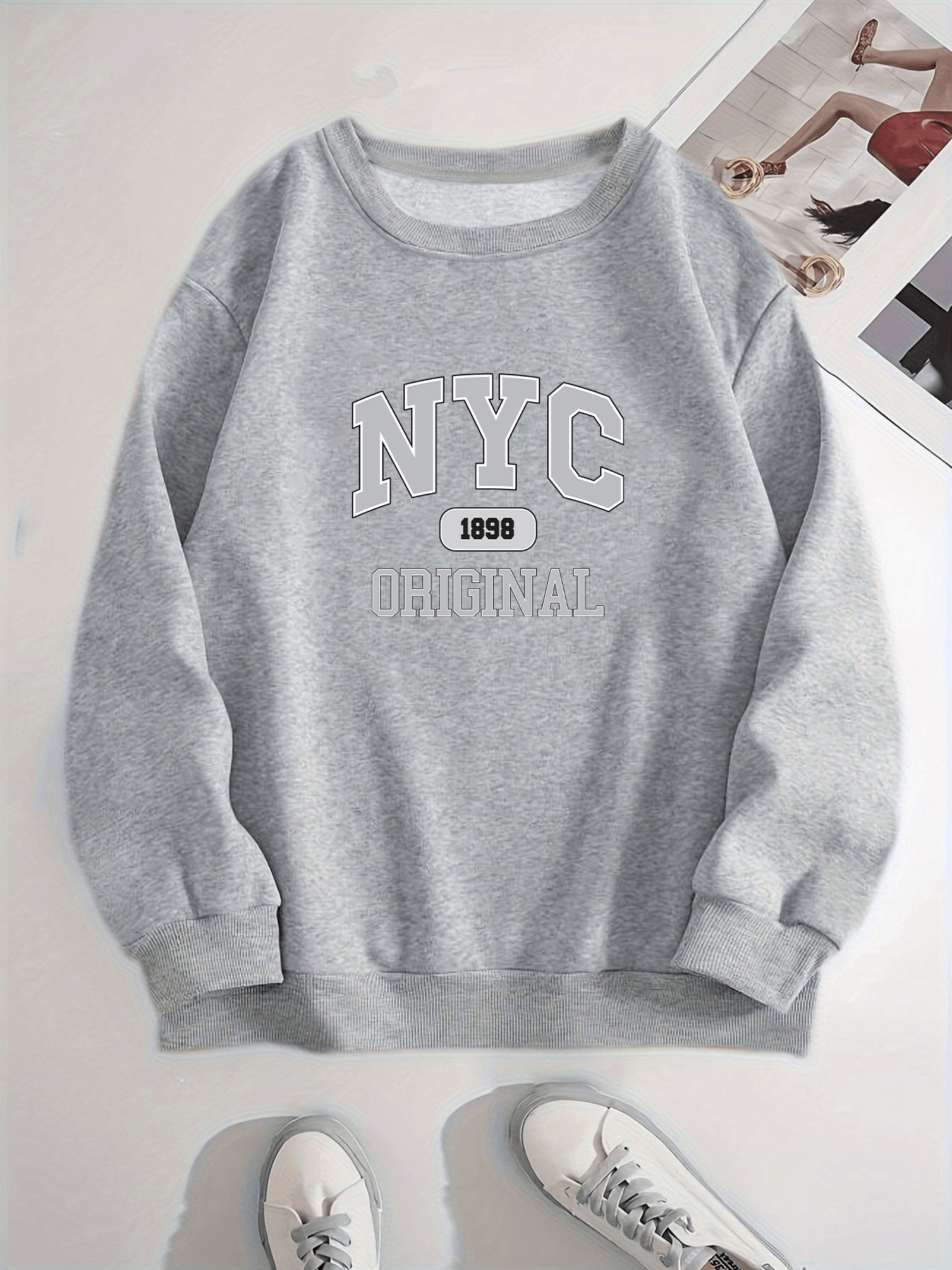 Unisex Nyc 1898 Baskılı Tasarım Oversize Sweatshirt