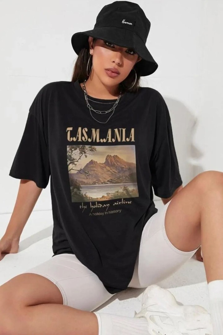 Unisex Tasmania Baskılı T-shirt