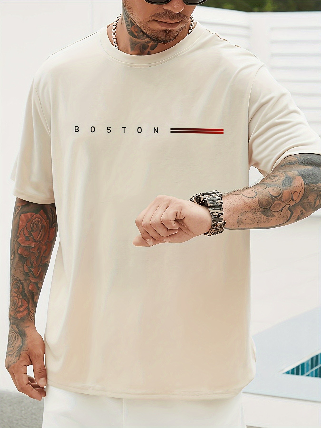 Unisex Boston Tasarım Basklı Tshirt