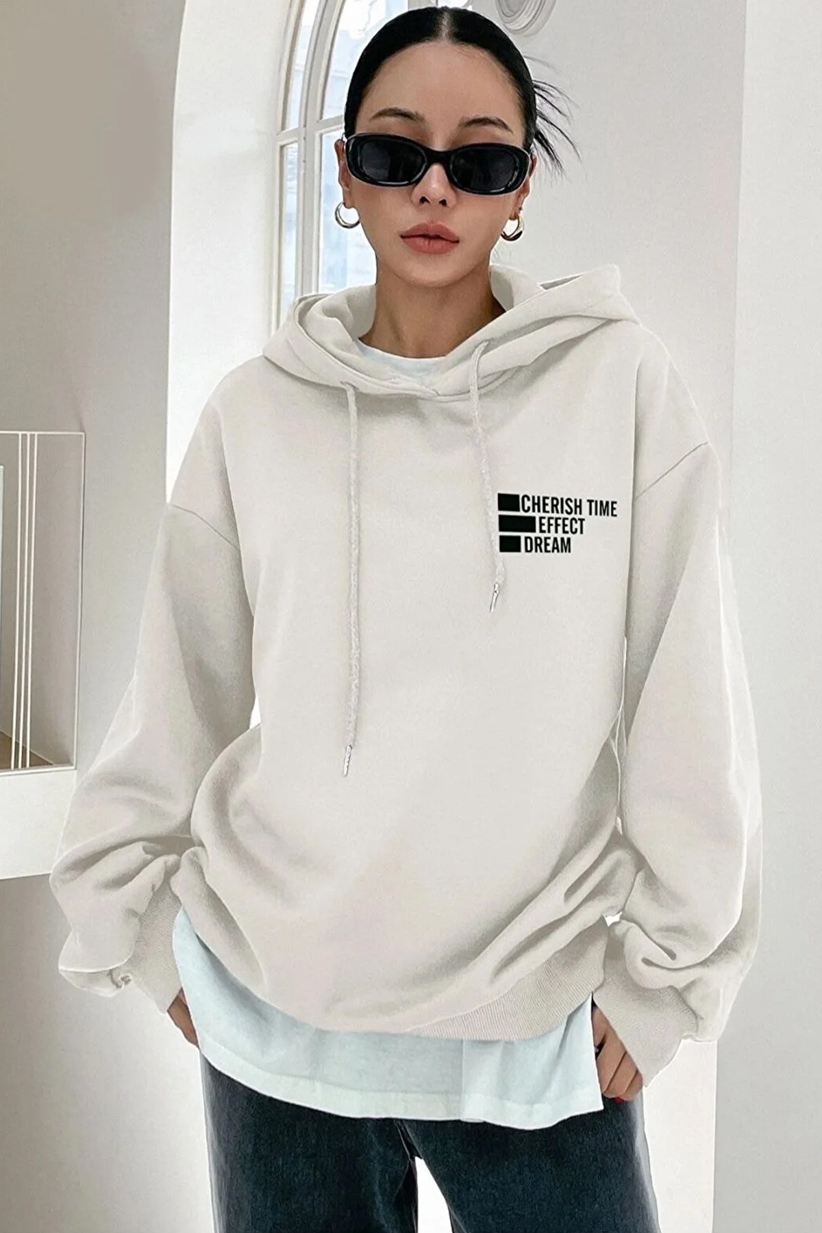 Unisex Cherish Time Baskılı Sweatshirt