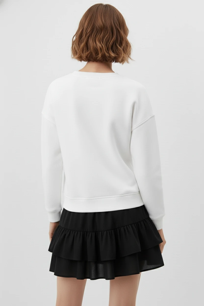 Unisex Yumuşak Dokulu Düz 3 İplik Oversize Sıfır Yaka Sweatshirt – Sade ve Modern Görünüm