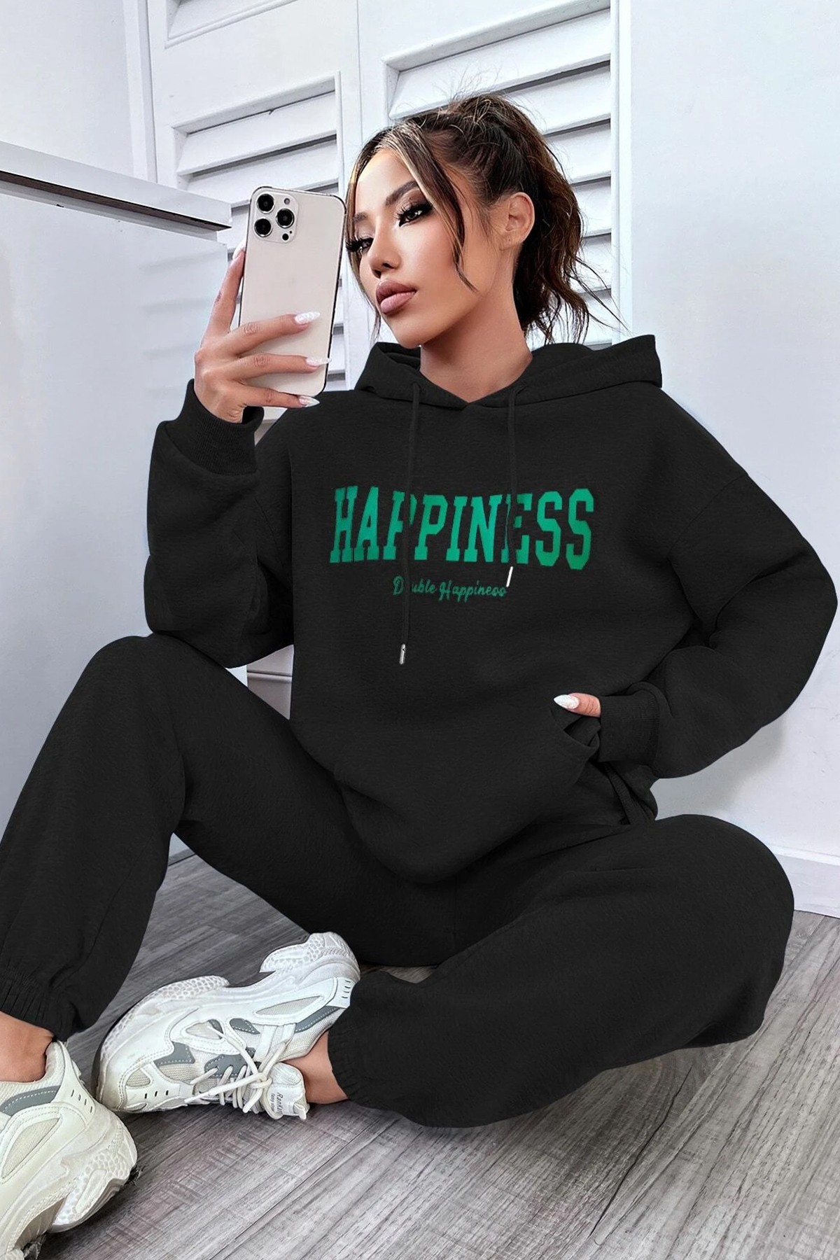 Unisex Happiness Baskılı Eşofman Takımı