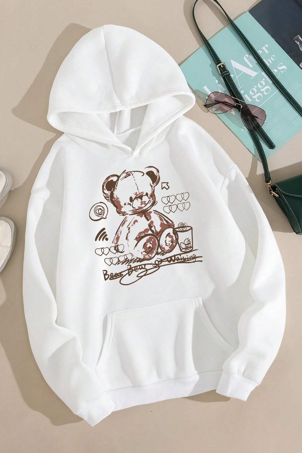 Bear Baskılı Unisex Oversize Sweatshirt