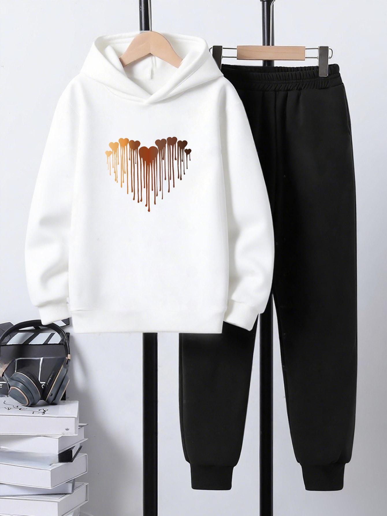 Eriyen Kalpler Baskılı Oversize Çocuk Sweatshirt Eşofman Takım