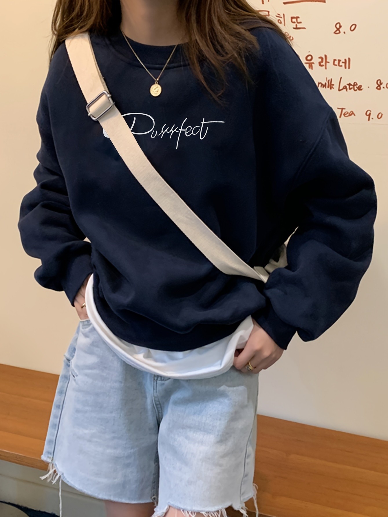 Unisex Cat Purrfect Baskılı Oversize Sweatshirt