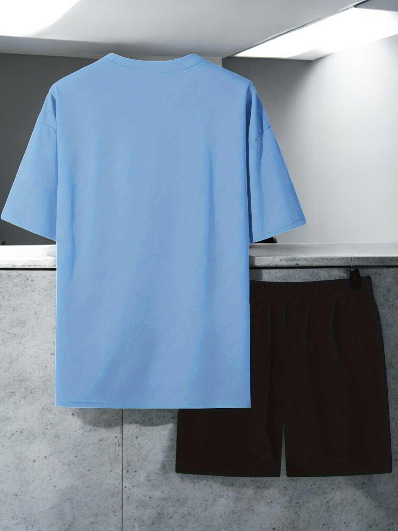 Unisex Papatya Kelebek Tasarım Basklı Tshirt Şort Takımı
