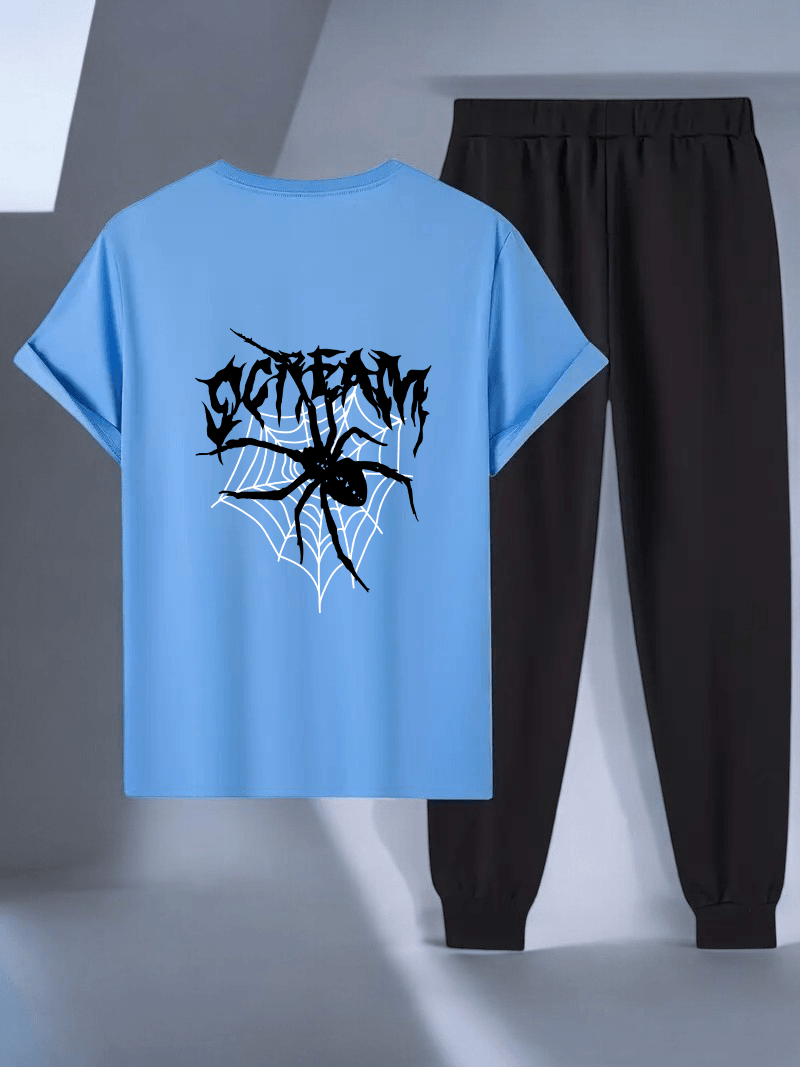 Unisex Scream Siyah Tasarım Basklı Tshirt Eşofman Takımı