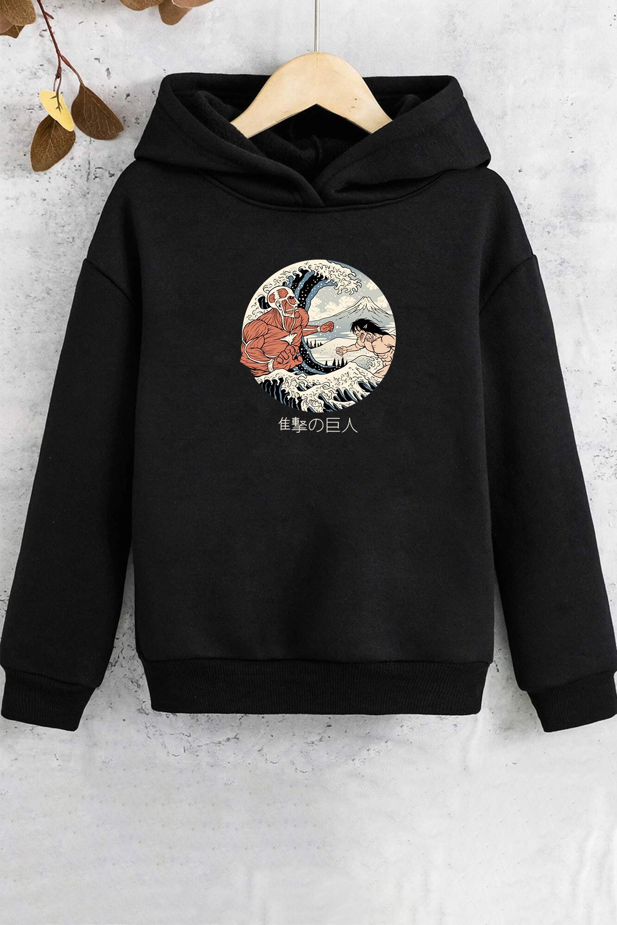 Çocuk Kanagawa Oki Nami Ura Baskılı Sweatshirt