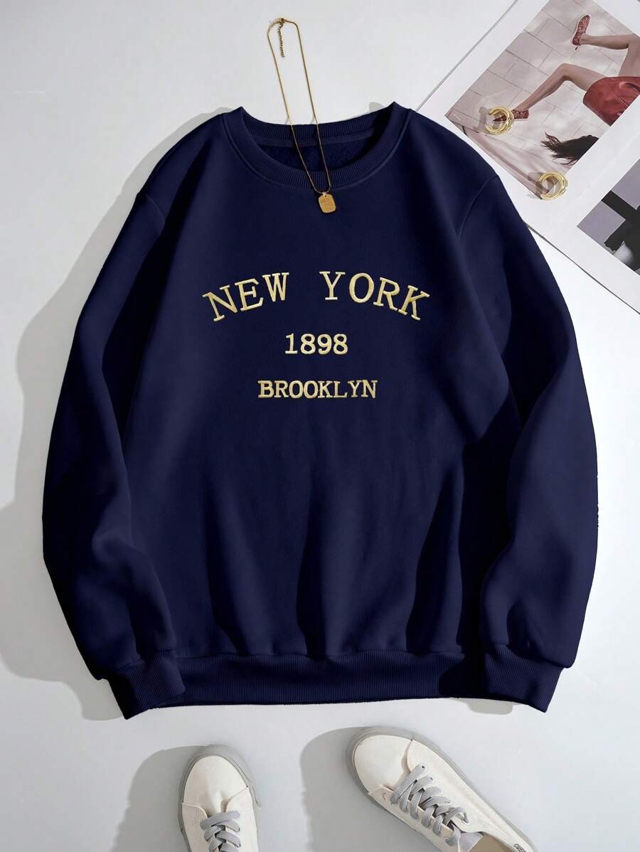 Unisex New York Baskılı Oversize Sweatshirt