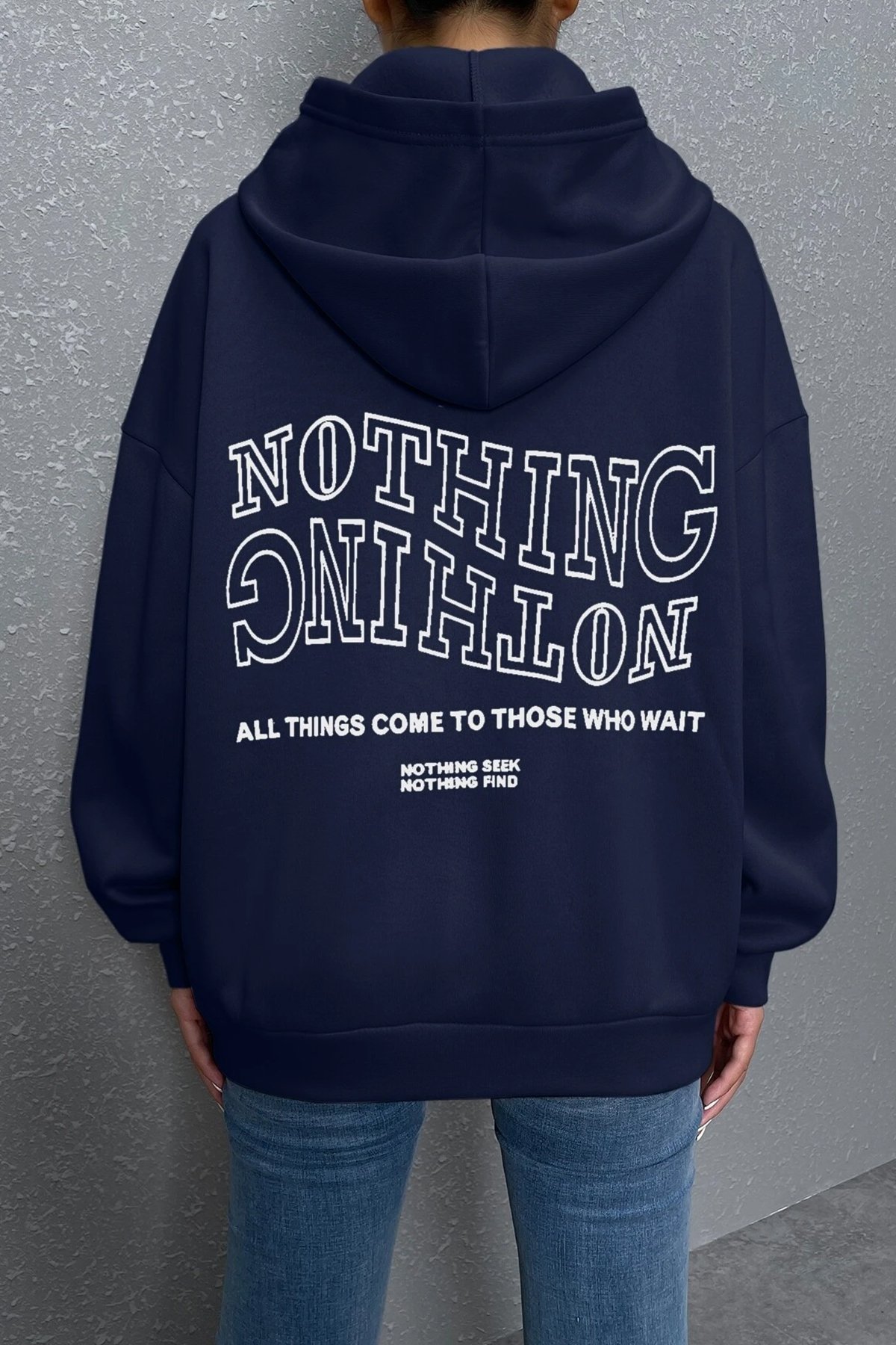 Unisex Nothing Baskılı Sweatshirt