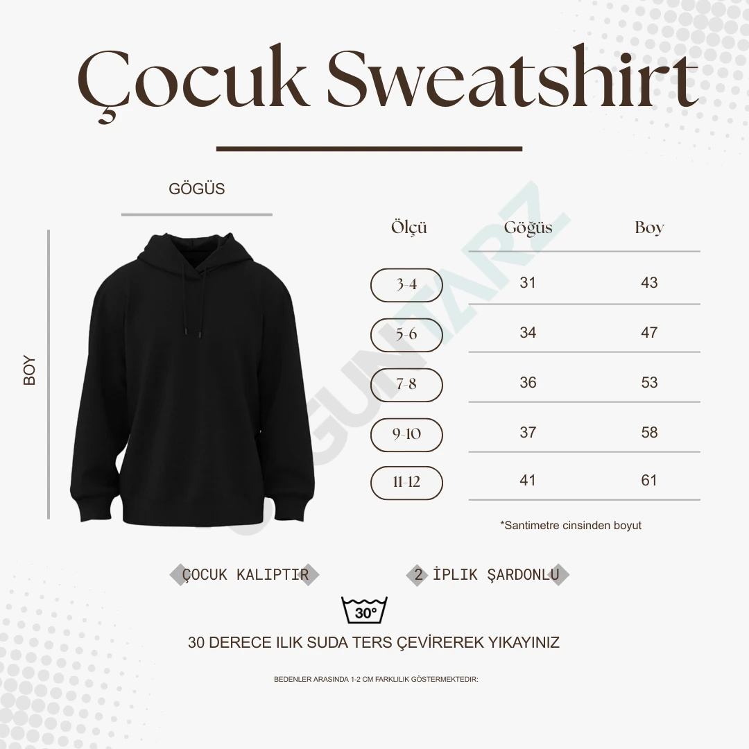 Lolipop Desenli Kalp Baskılı Oversize Çocuk Sweatshirt