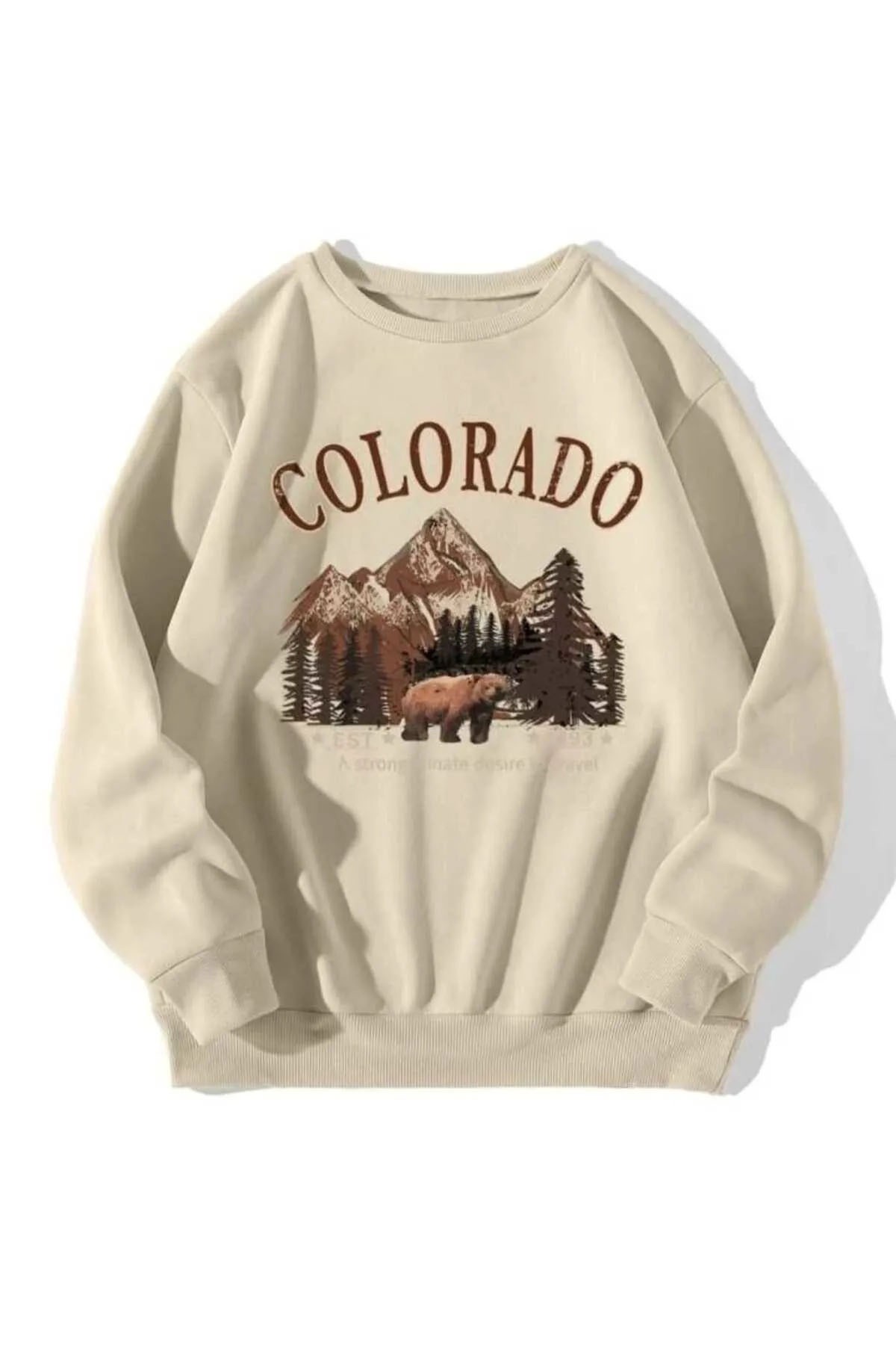 Colorado Baskılı Pamuklu Oversize Sweatshirt