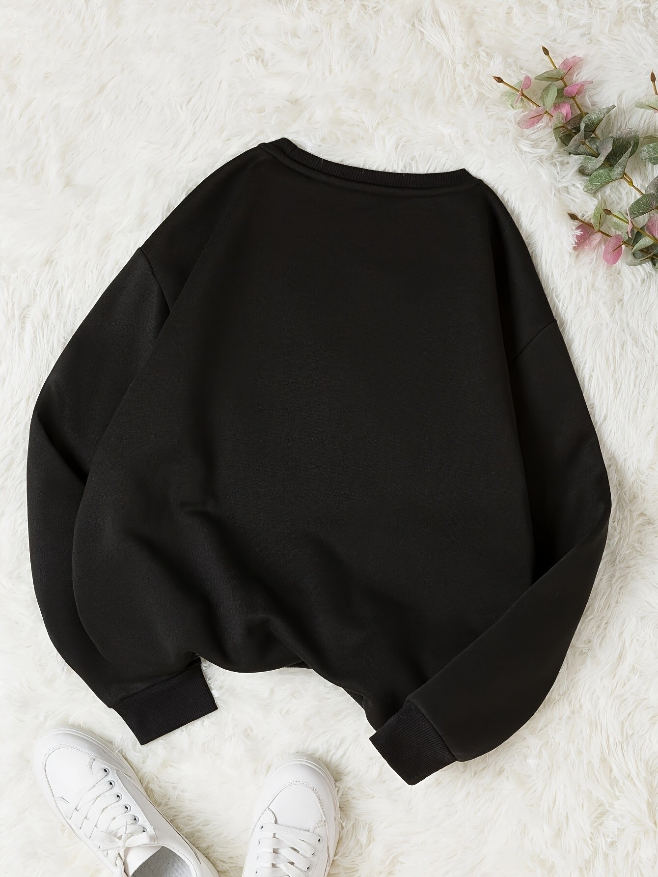 Unisex Papatya Baskılı Oversize Sweatshirt