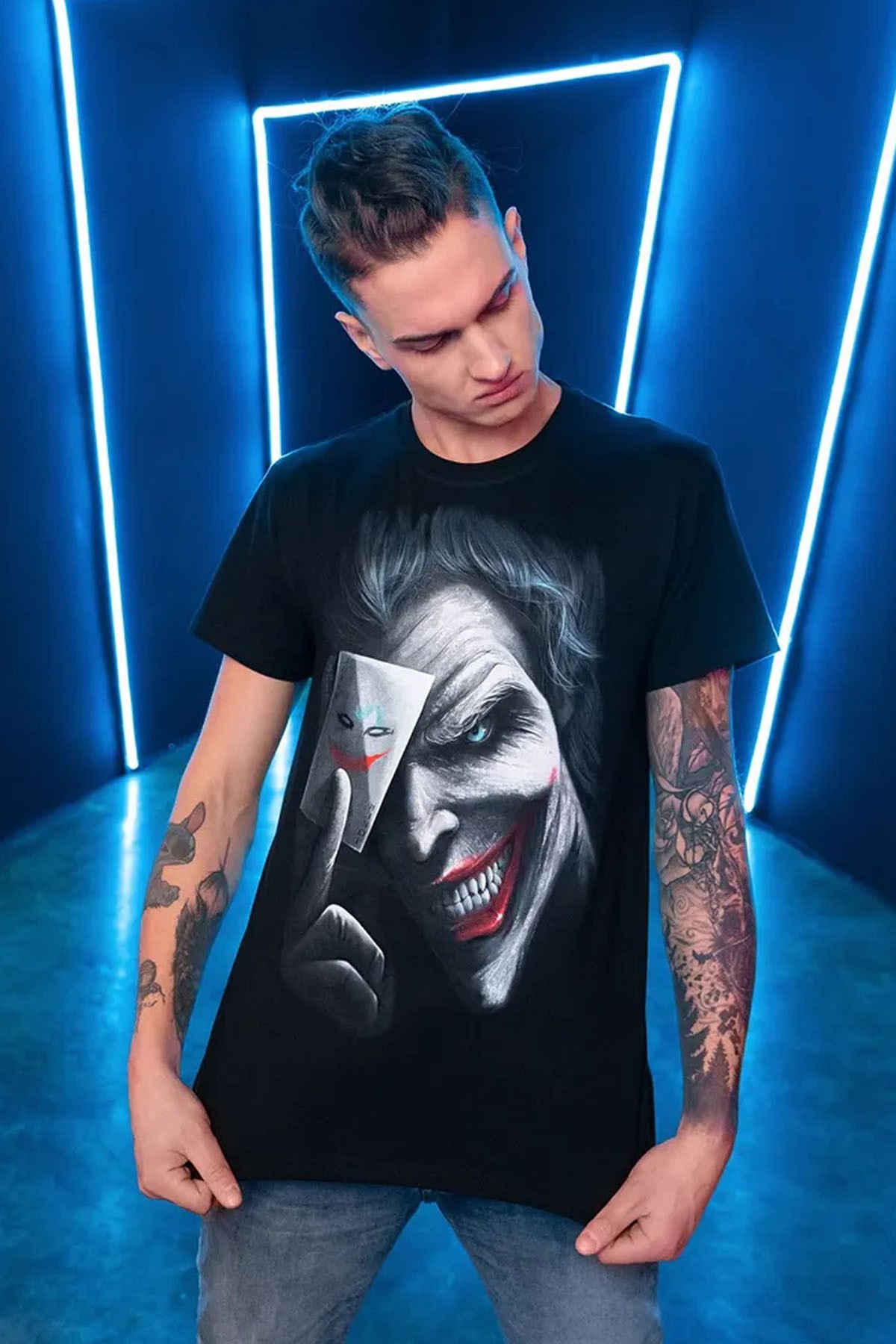 Unisex Joker Baskılı Oversize Tshirt