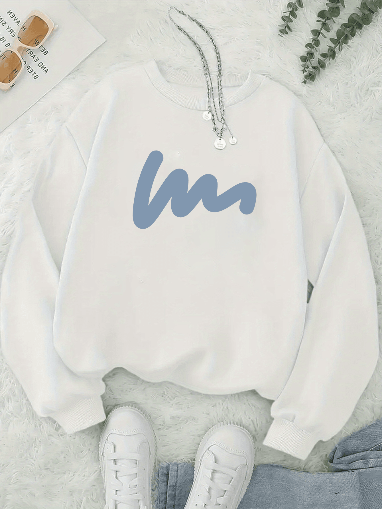 Unisex W Baskılı Tasarım Oversize Tişört