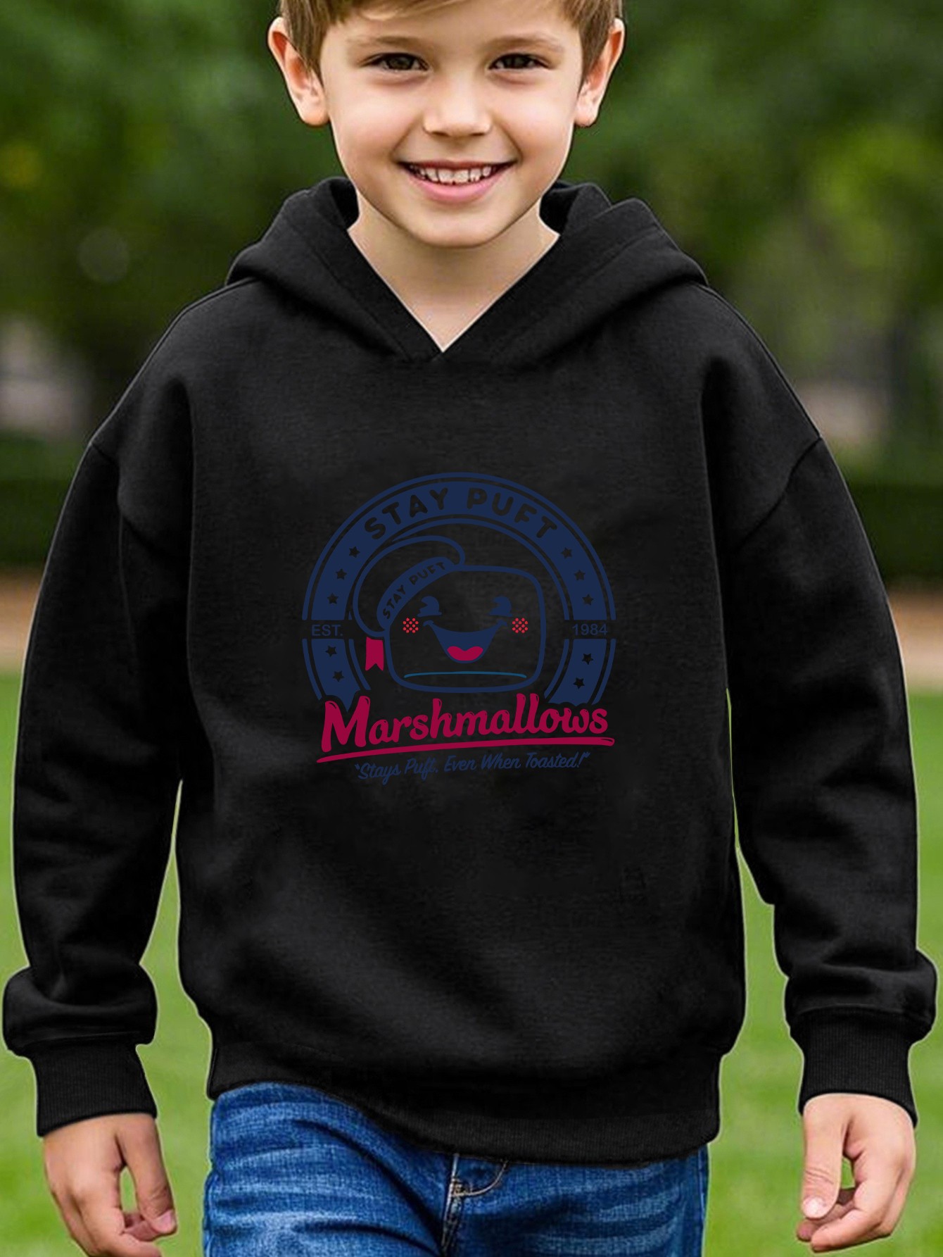 Sevimli Marshmallows Baskılı Oversize Çocuk Sweatshirt