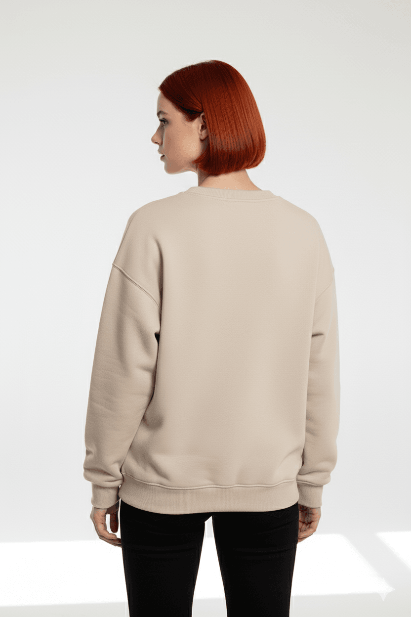 Unisex Renkli Cicekler Baskılı Oversize Bisiklet Yaka Sweatshirt