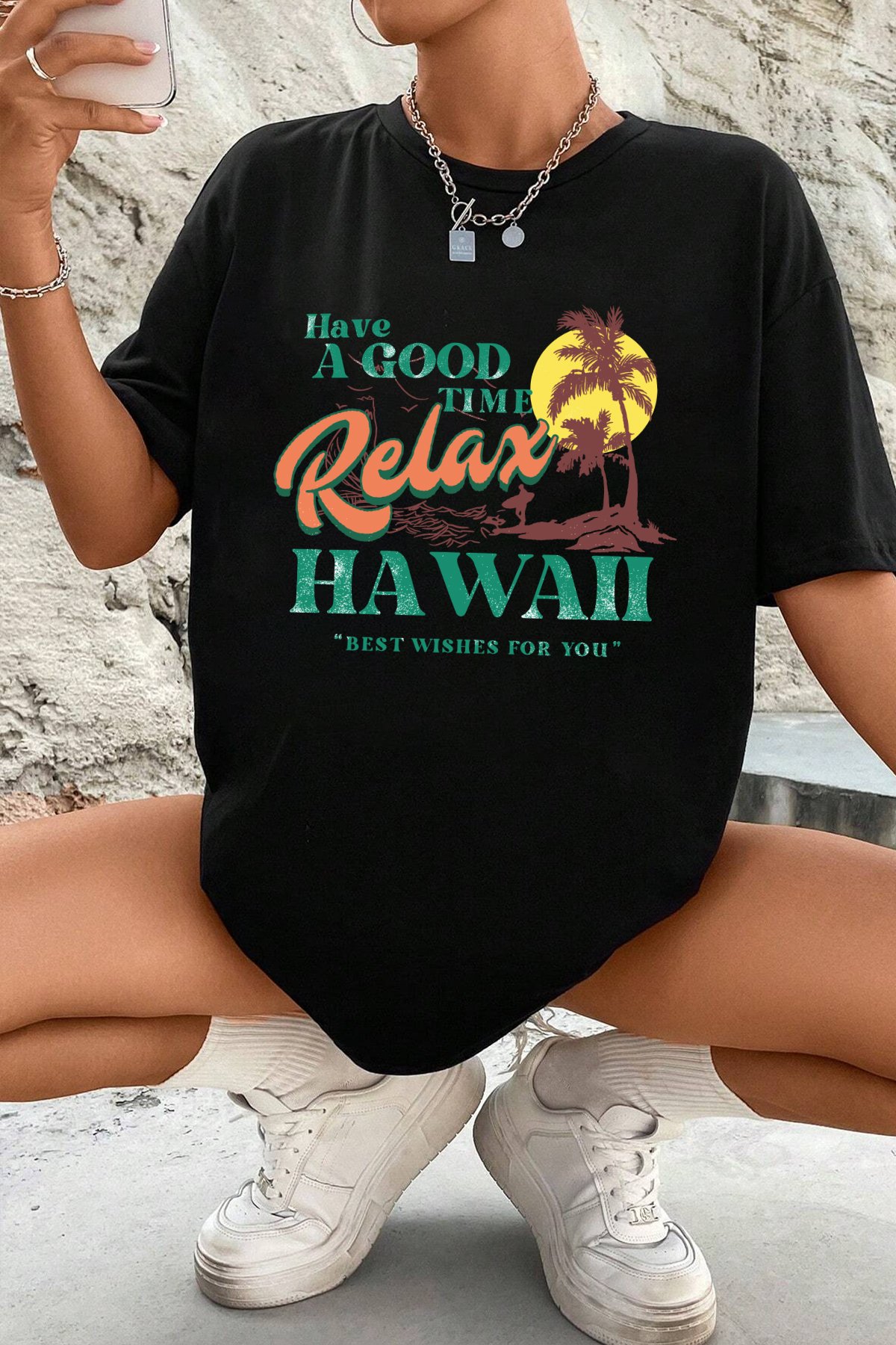 Unisex Hawaii Tasarım Tshirt