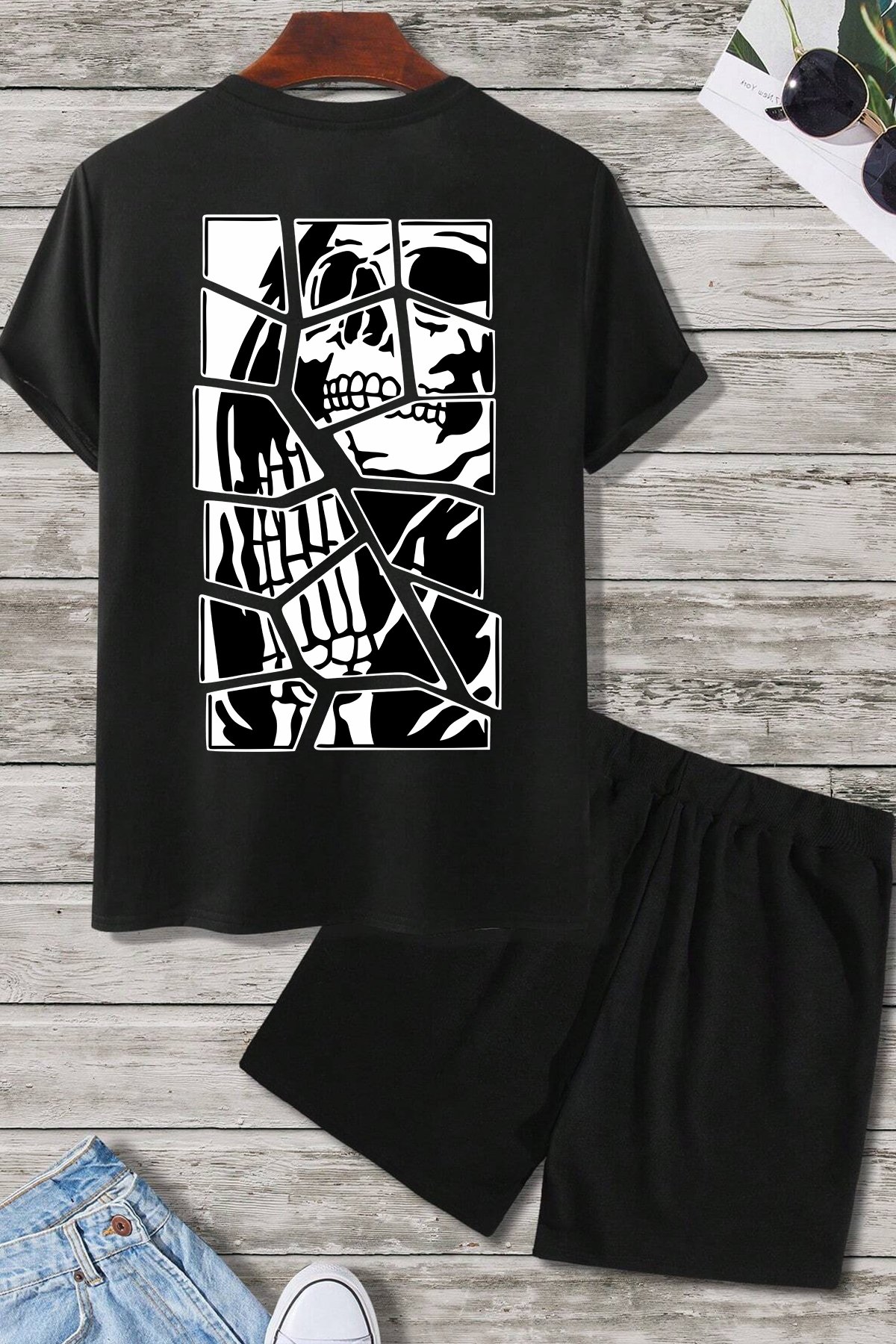 Skullcracked Baskı Şort Takım