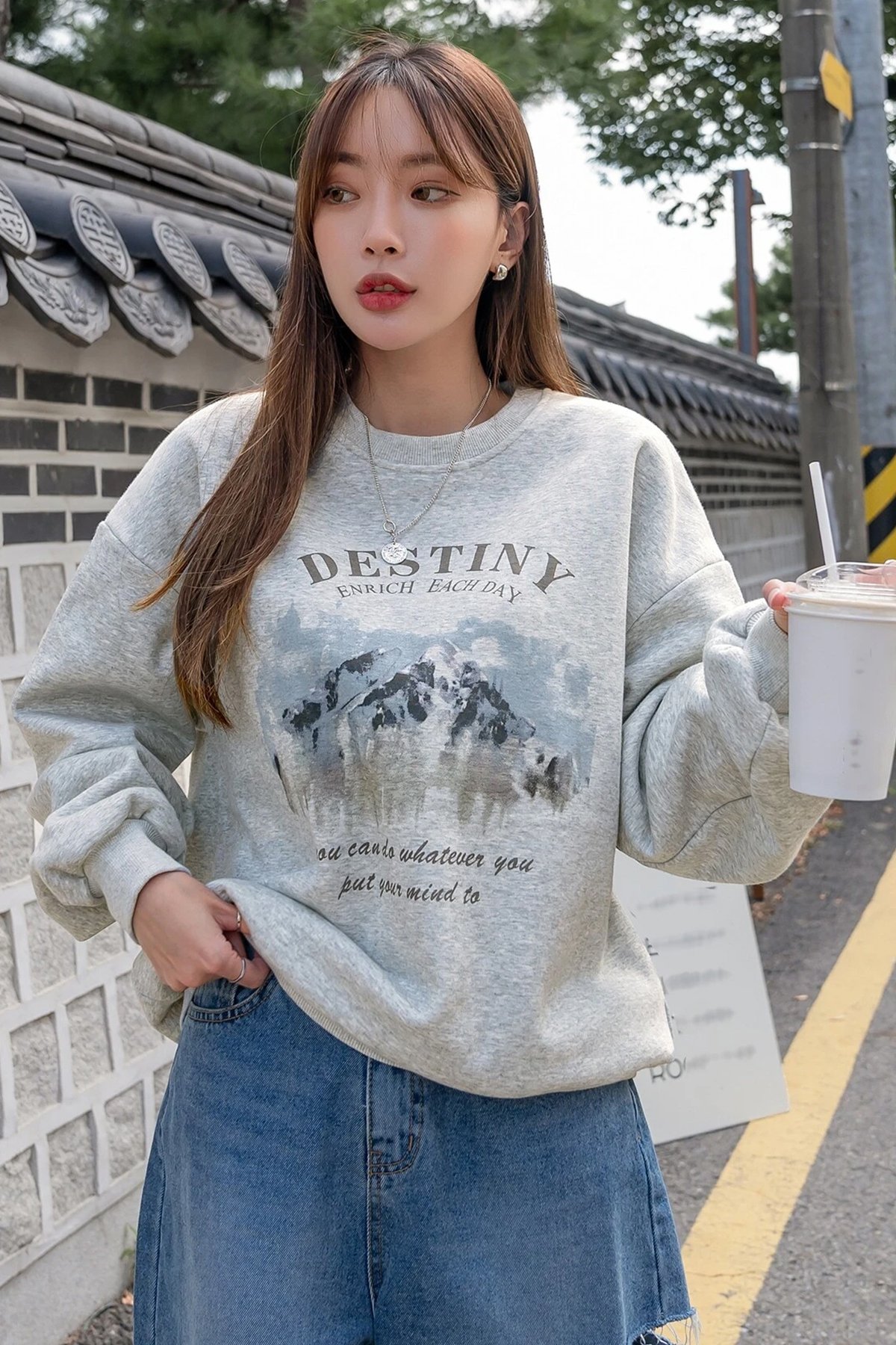 Destiny Baskılı Oversize Sweatshirt