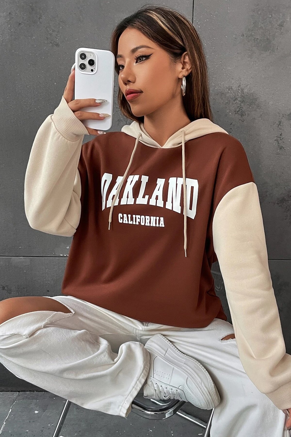 Unisex Oakland Baskılı Sweatshirt