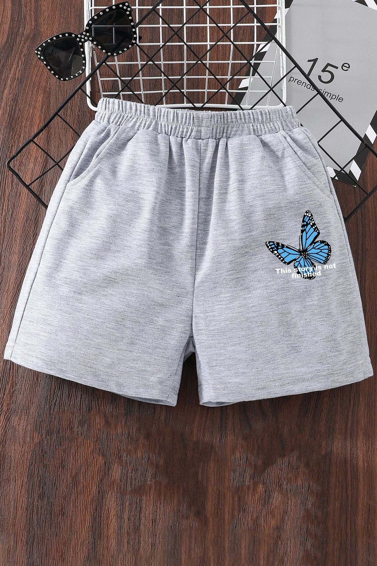 Tasarım Baskılı Pamuk Unisex Penye Short