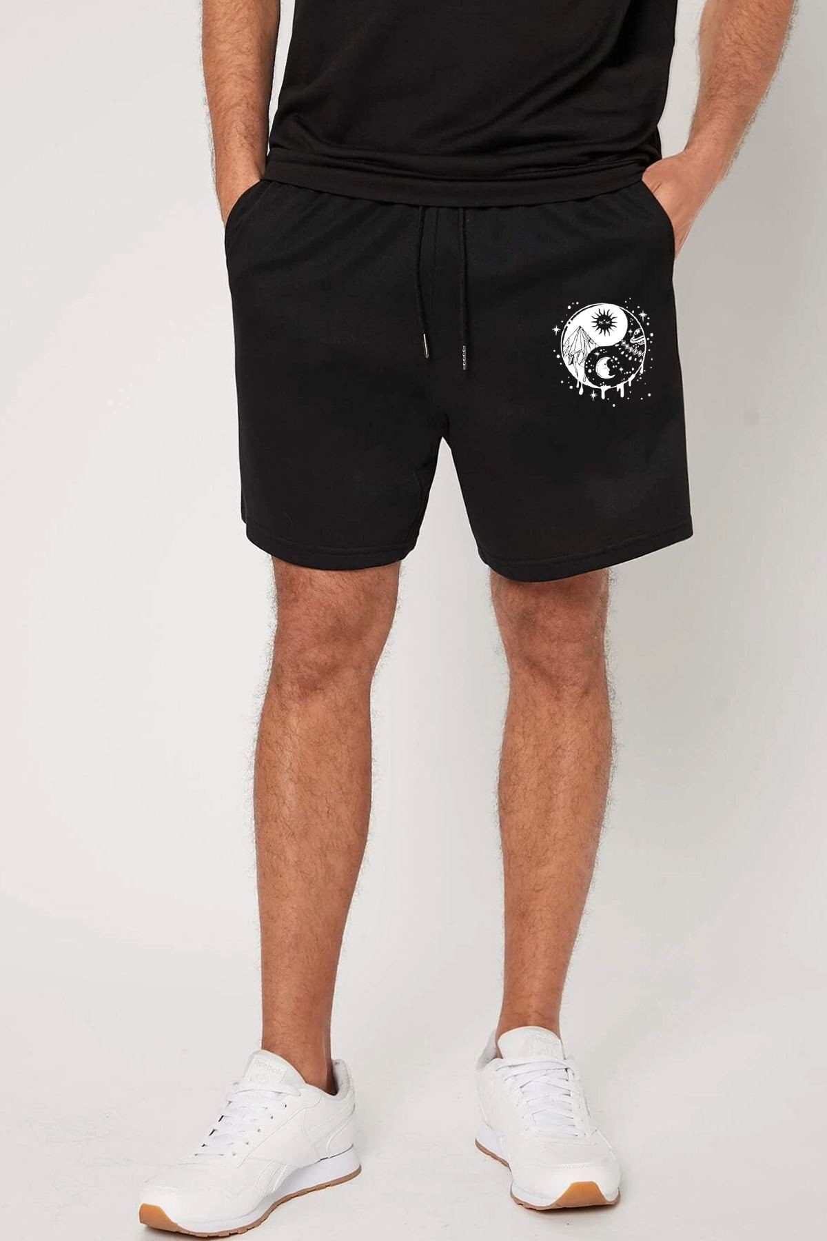 Tasarım Baskılı Pamuk Unisex Penye Short