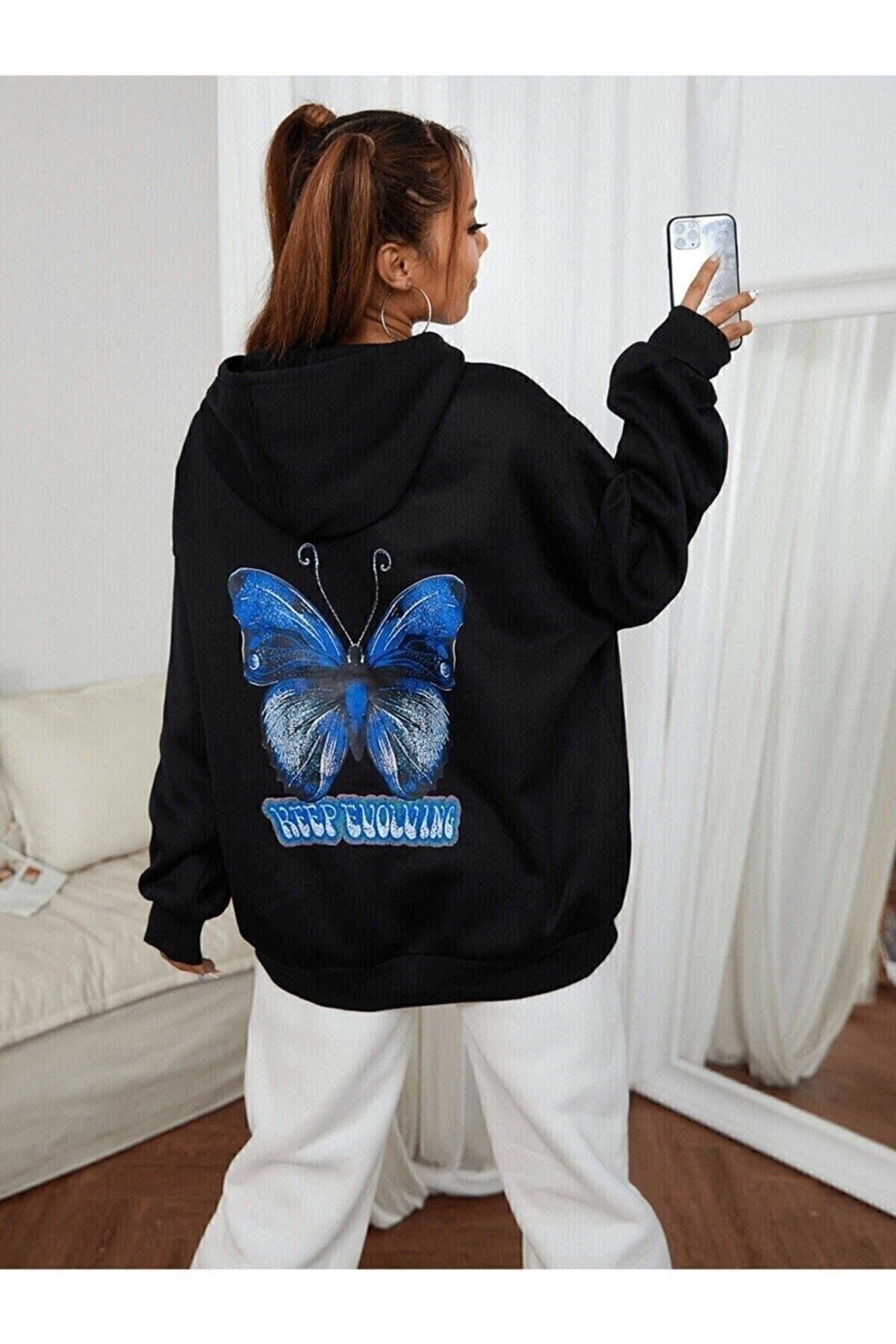 Kelebek Kapüşonlu Sweatshirt