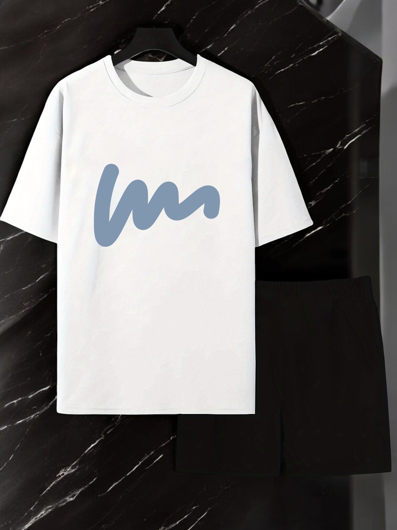 Unisex W Yazı Tasarım Basklı Tshirt Şort Takımı