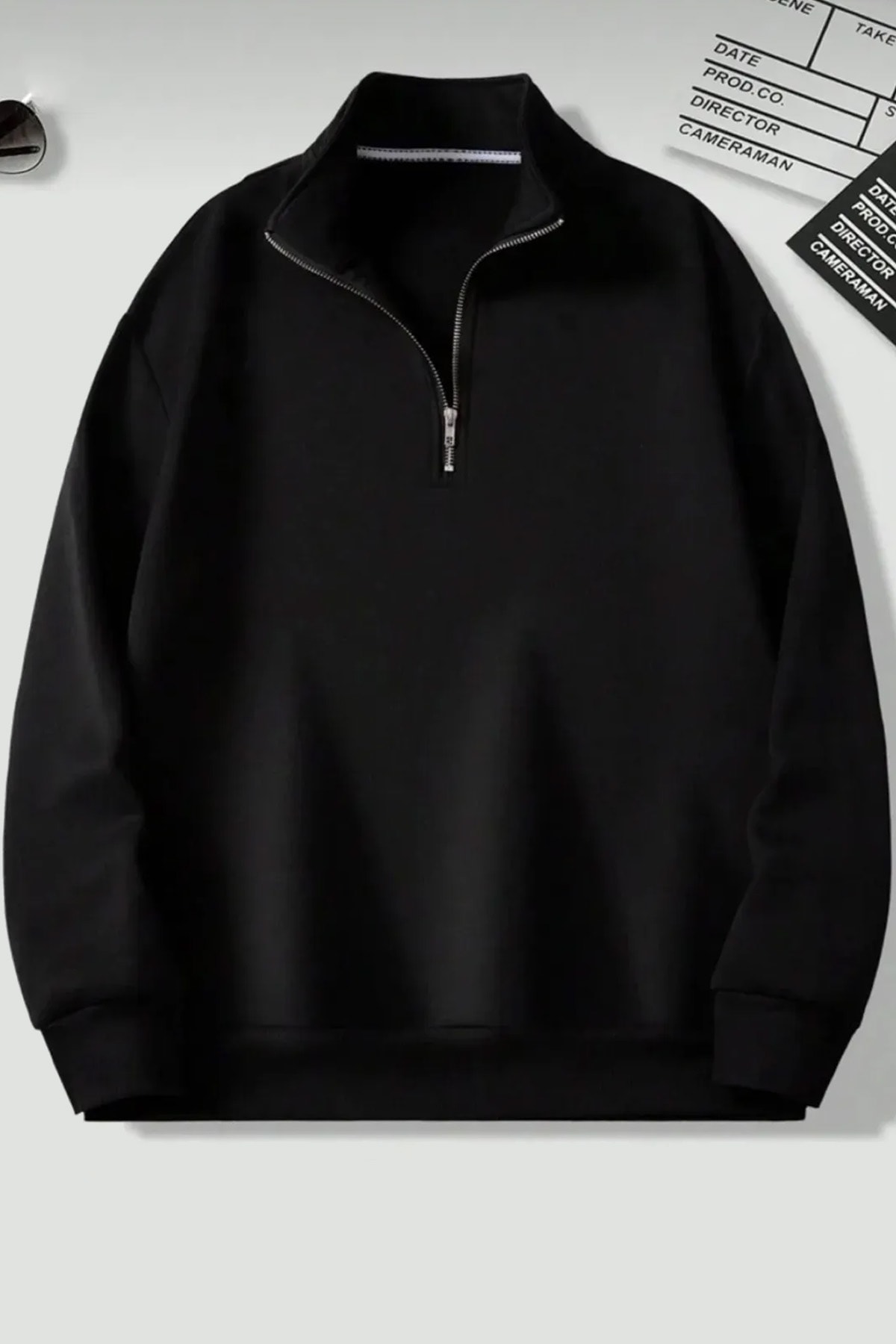 2'Lİ Paket Dik Yaka Yarım Fermuarlı Düz Kazak Sweatshirt