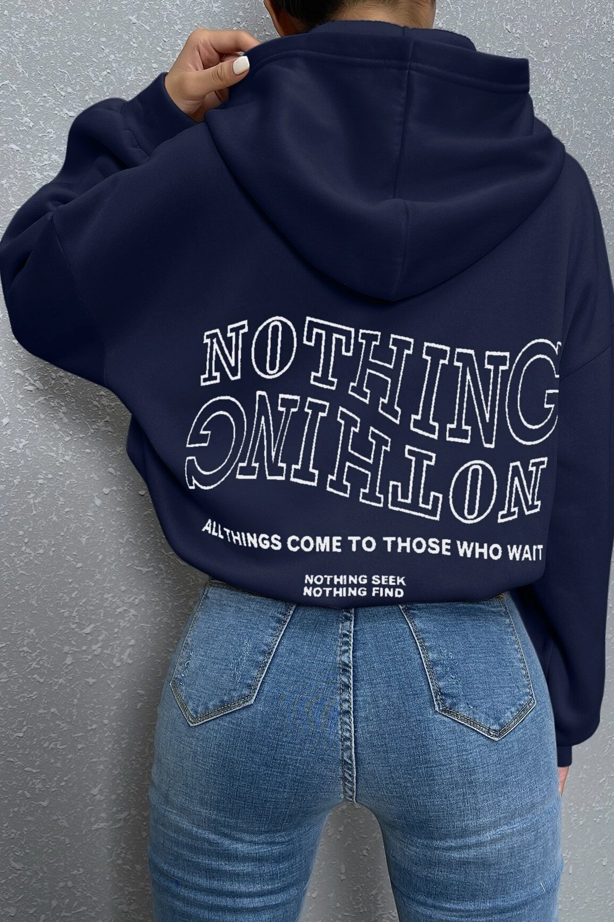 Unisex Nothing Baskılı Sweatshirt