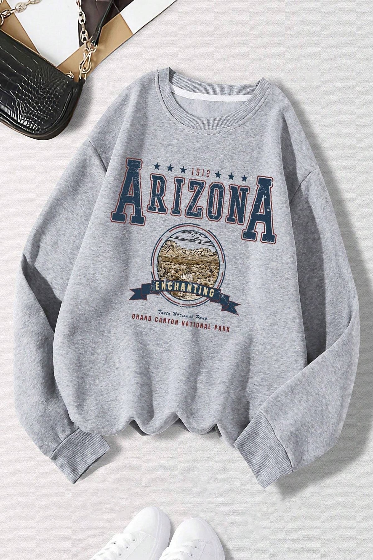 Arizona Baskılı Oversize Sweatshirt