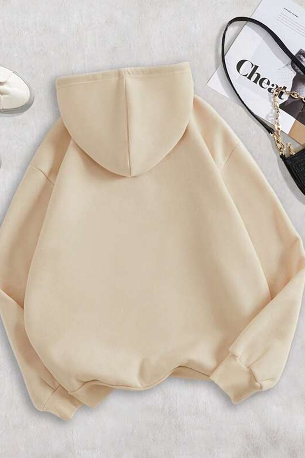 Unisex Kalp Baskılı Oversize Sweatshirt
